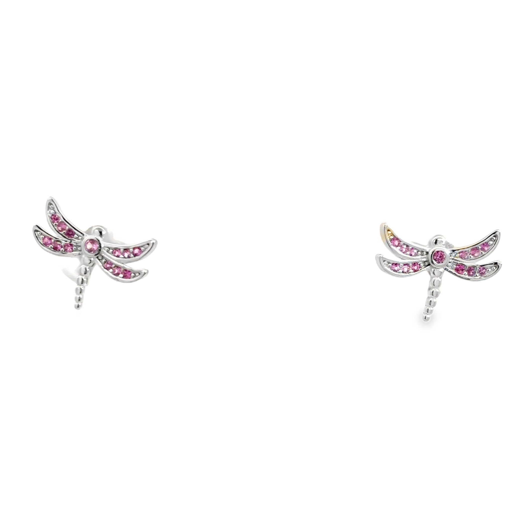 925SS DRAGONFLY PINK CZ EARRINGS - C'SANTOS