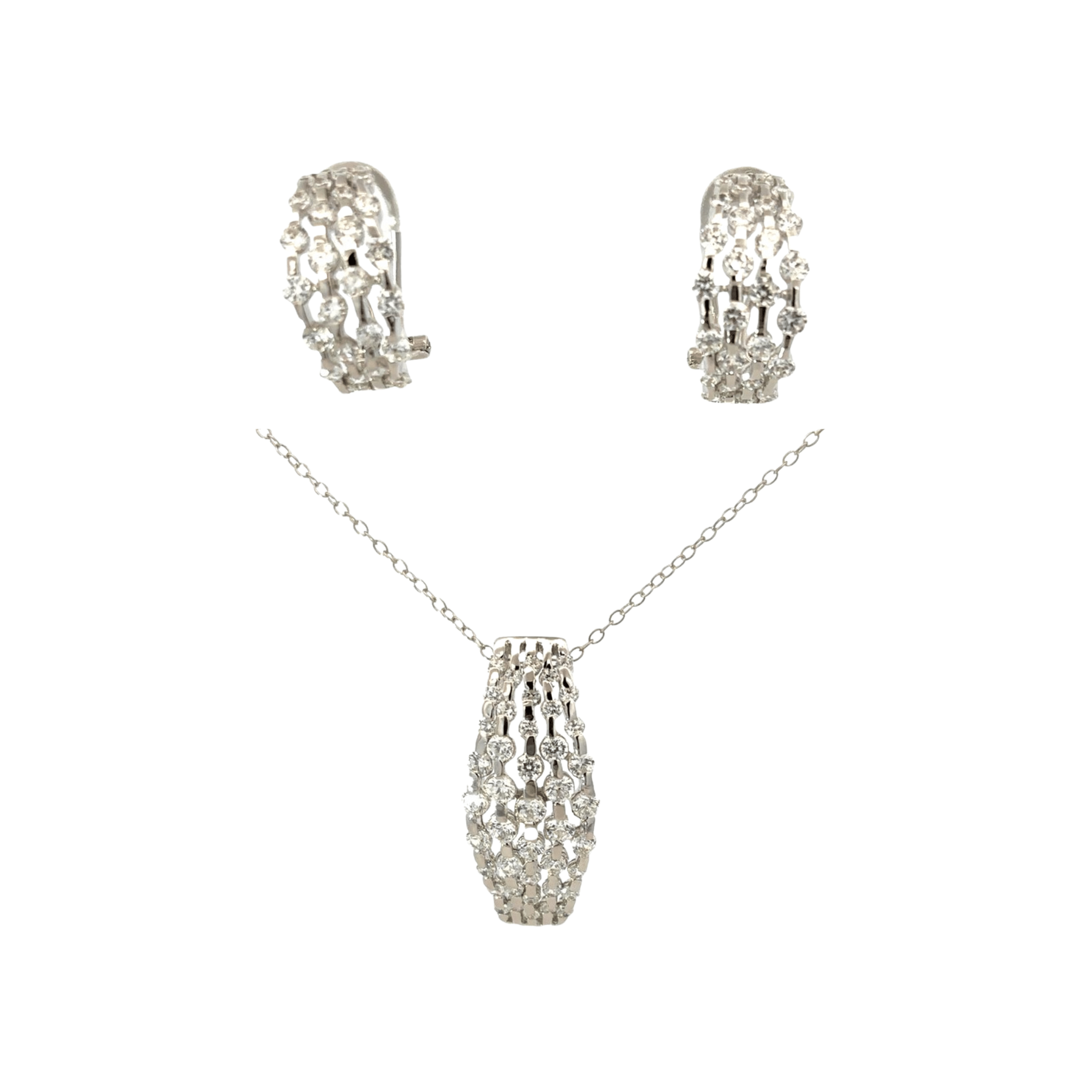 925SS GRID CZ SET - C'SANTOS