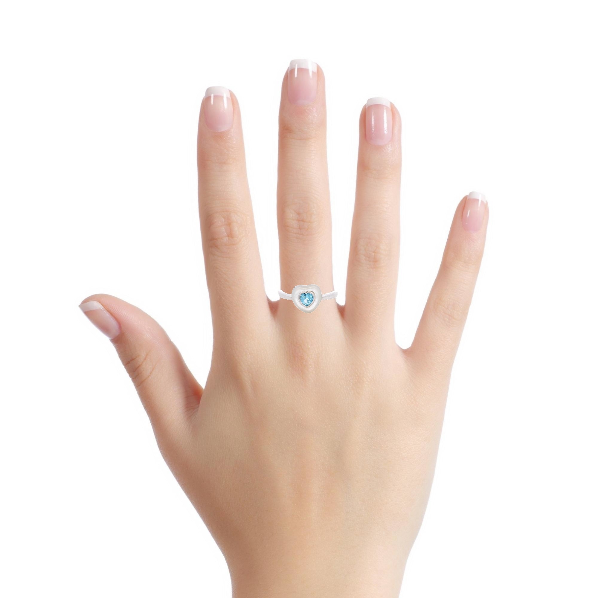 925SS HEART CZ SKY BLUE AND SHELL PEARL ADJUSTABLE RING - C'SANTOS