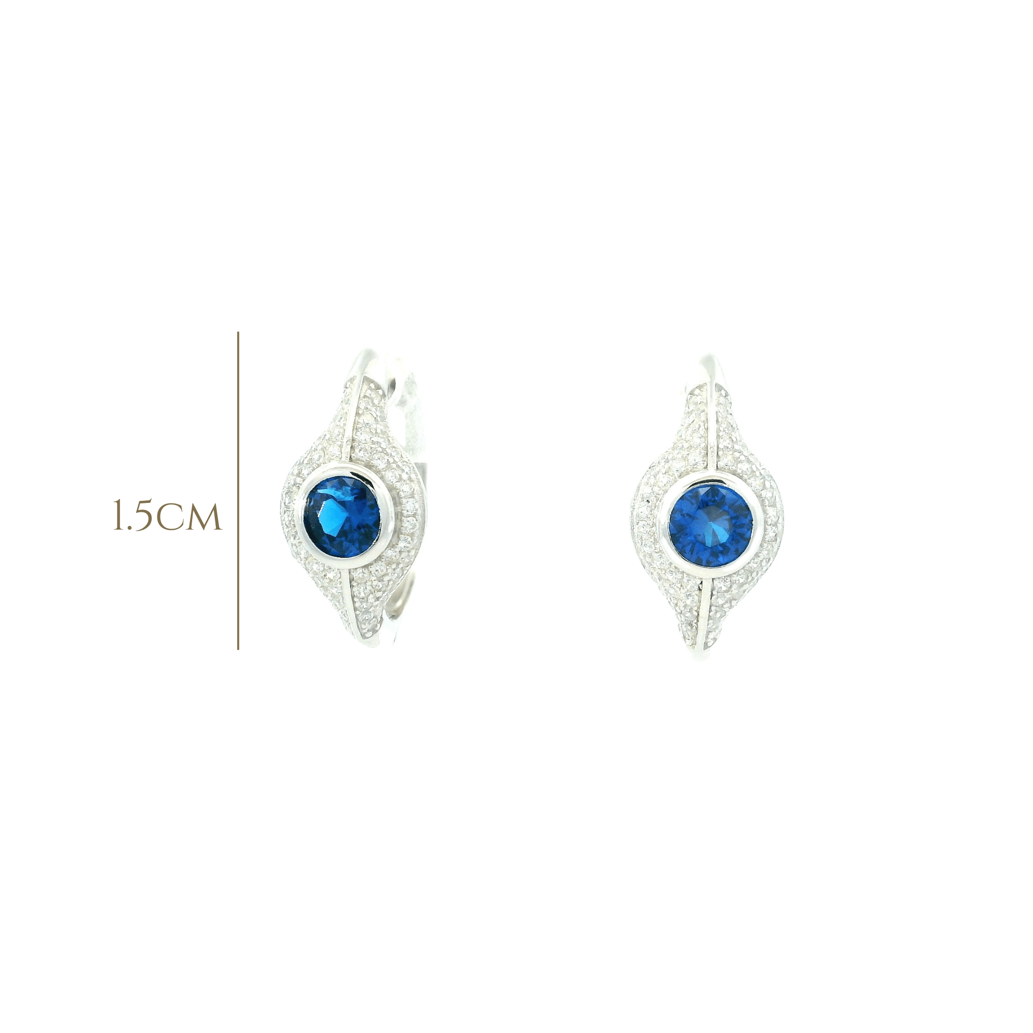 925SS ROUND SPINEL BLUE CZ EARRINGS - C'SANTOS
