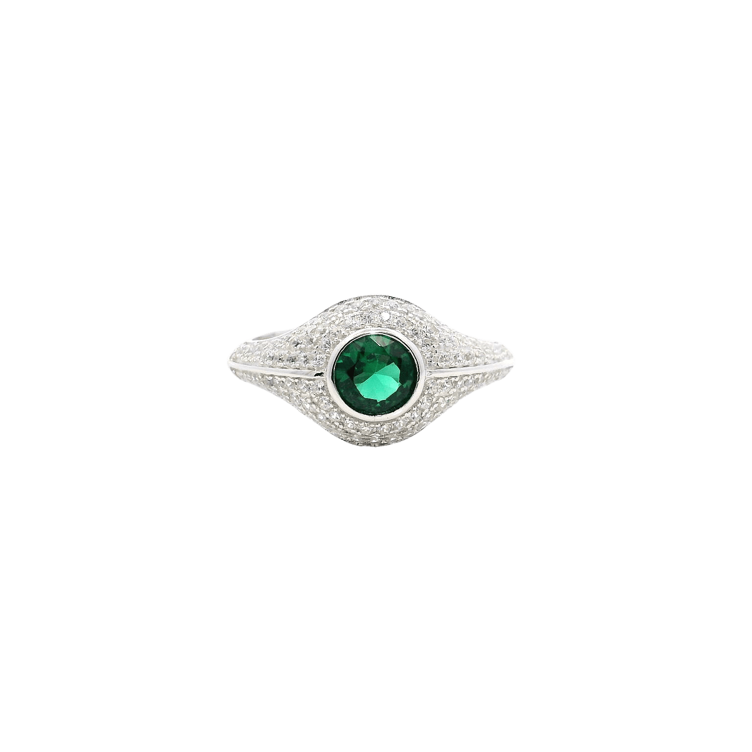 925SS ROUND SPINEL GREEN CZ ADJUSTABLE RING - C'SANTOS