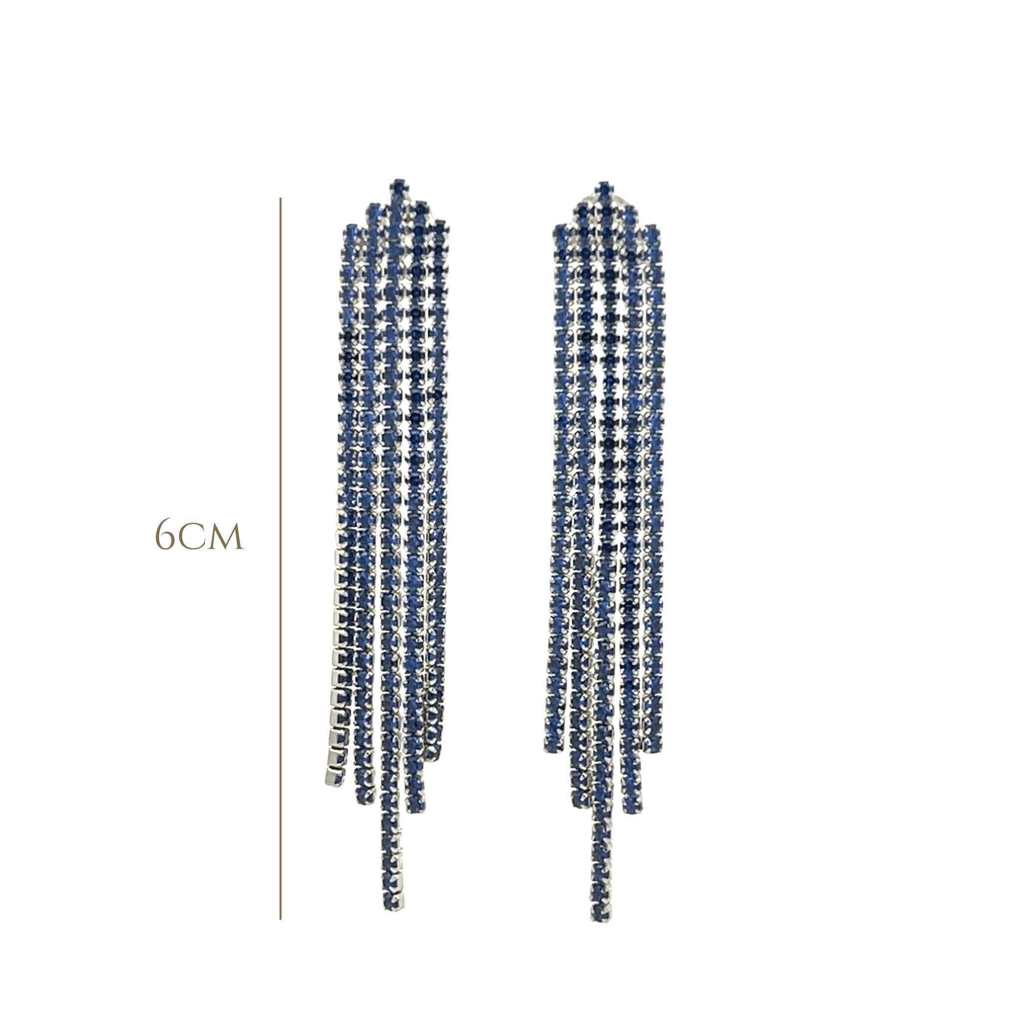 925SS TASEL WITH CZ BLUE EARRINGS - C'SANTOS