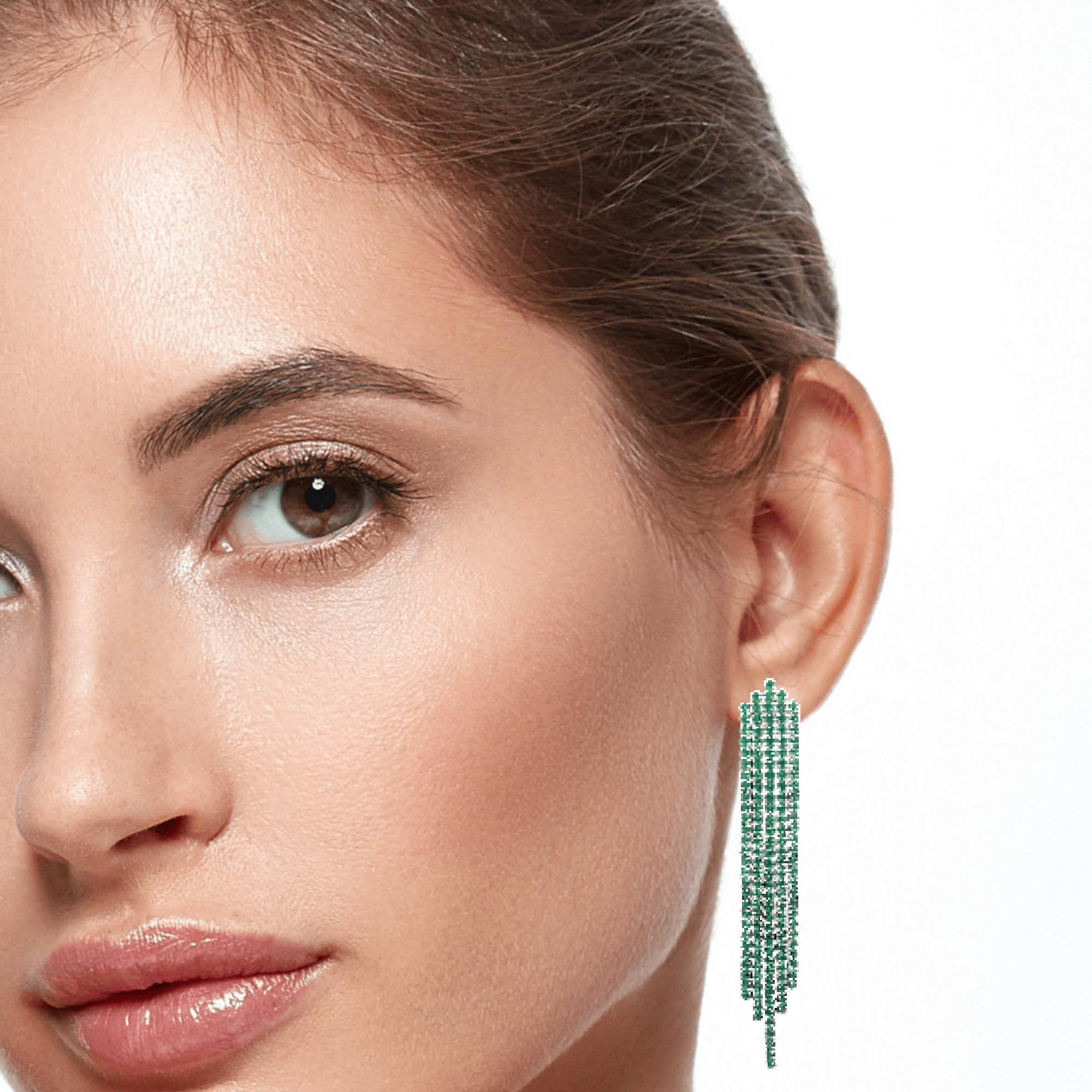 925SS TASEL WITH CZ GREEN EARRINGS - C'SANTOS