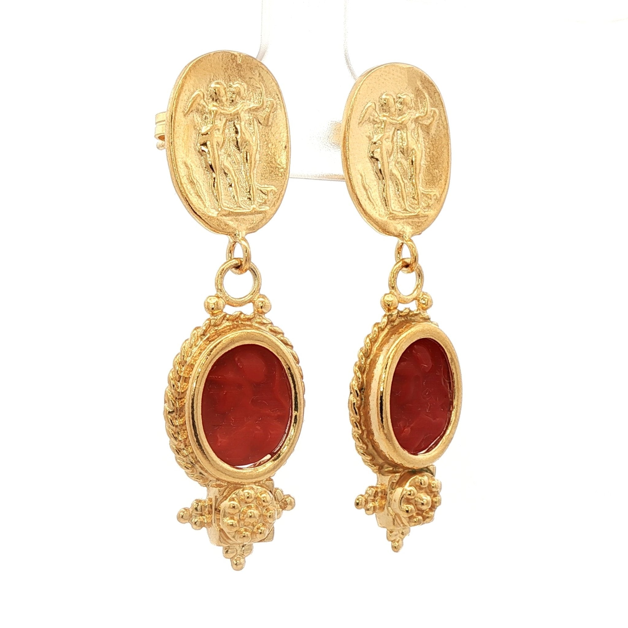 925YG ATHENA ORANGE MATTE EARRINGS - C'SANTOS