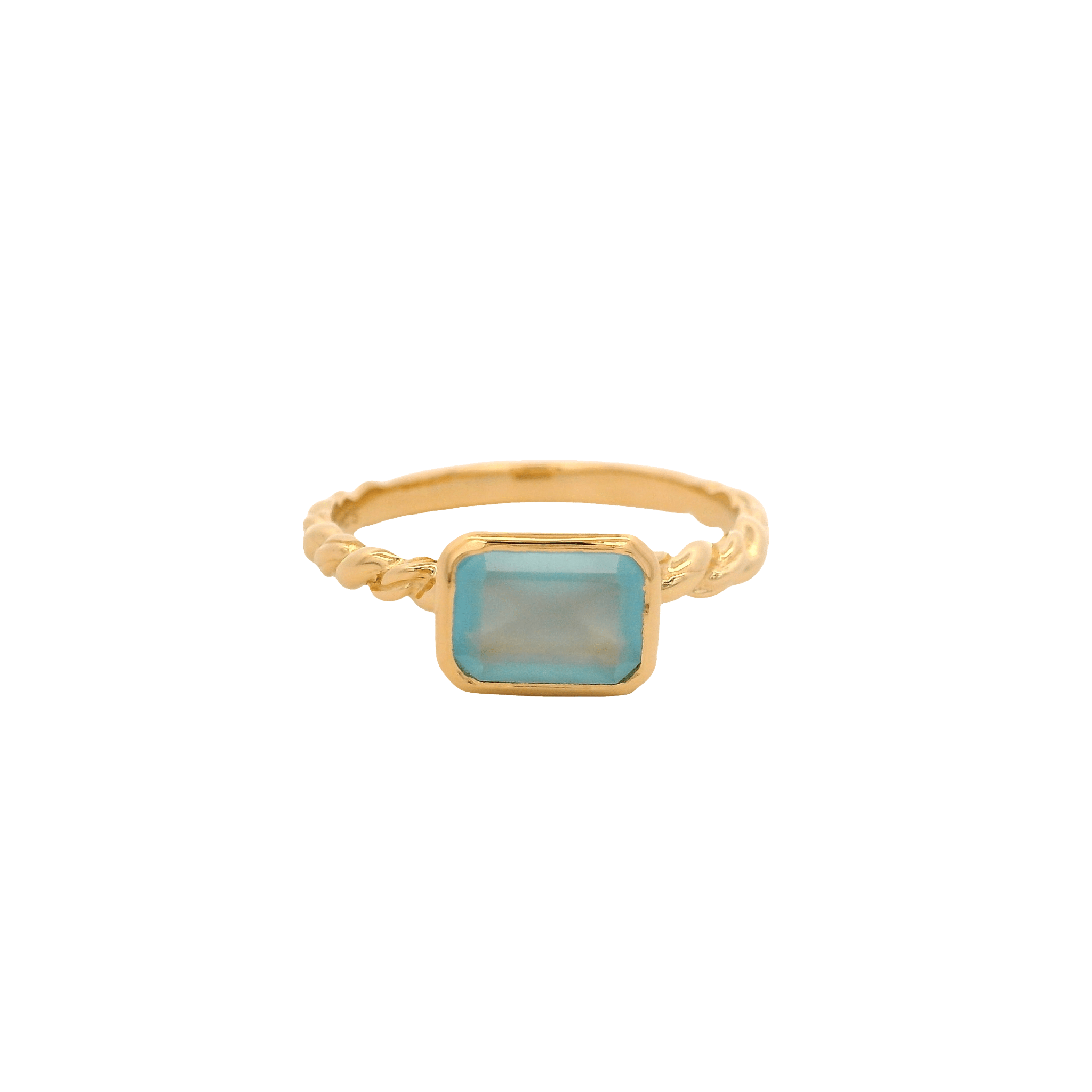 925YG BAGUETTE CHALCEDONY GILT RING T6.5 - C'SANTOS
