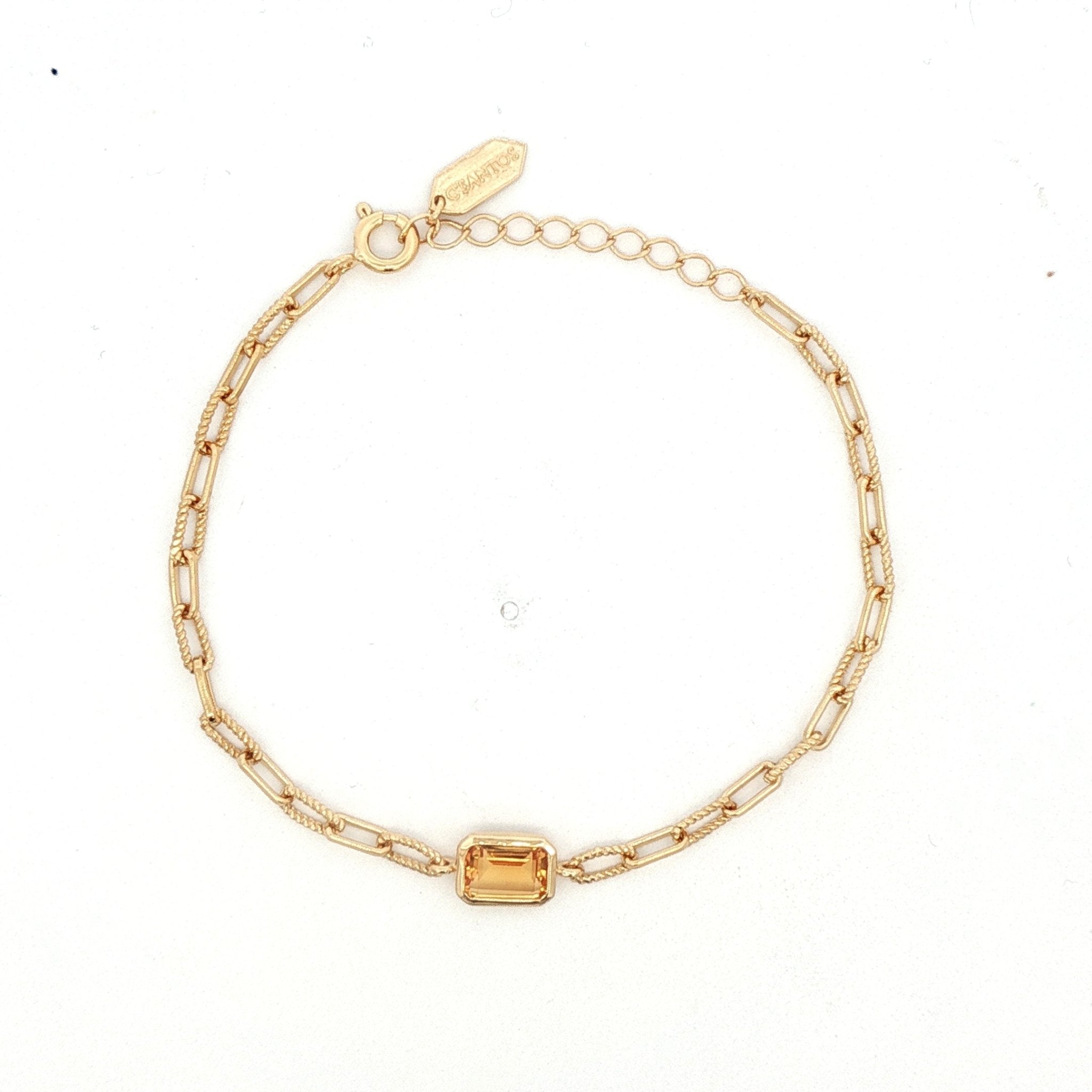 925YG BAGUETTE CITRINE PAPERCLIP BRACELET - C'SANTOS