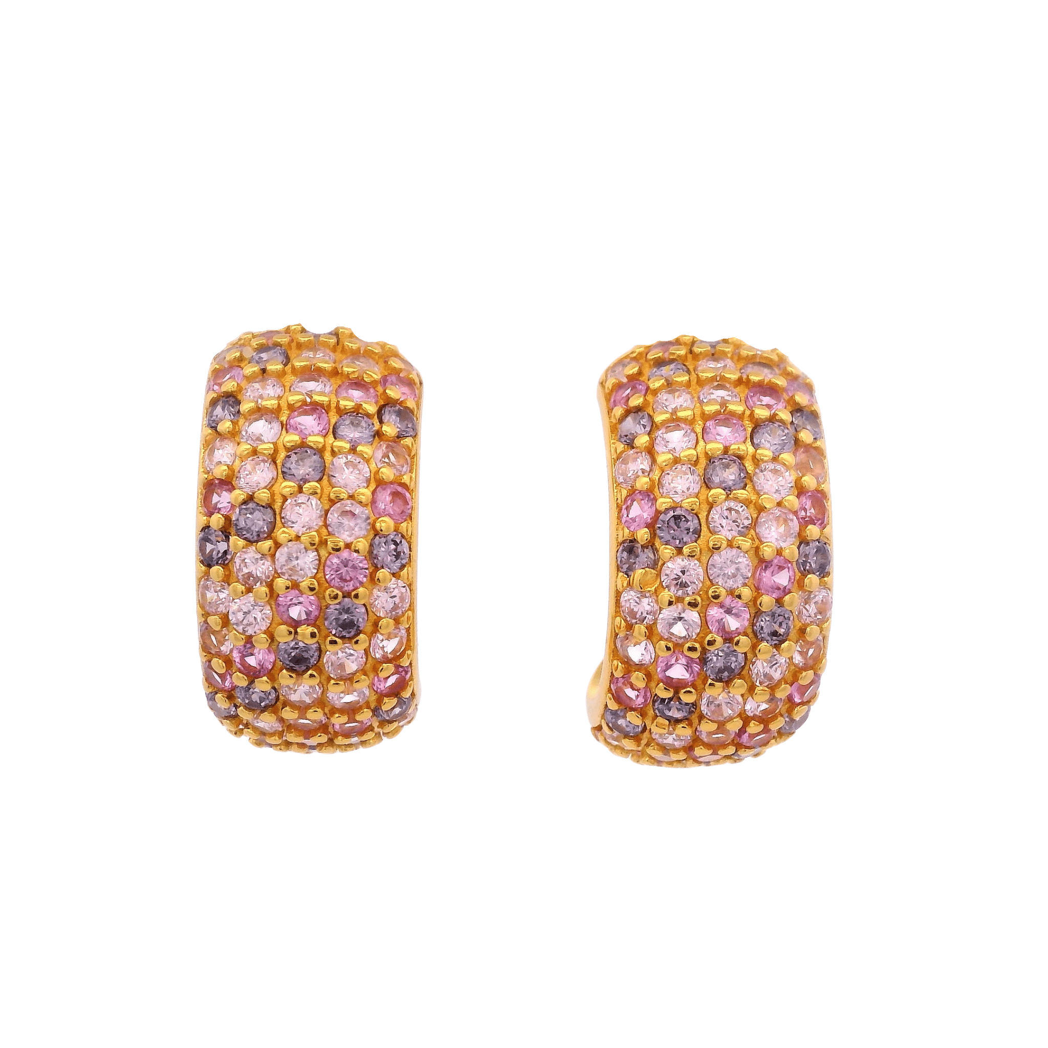 925YG BAGUETTE HOOPS MULTICOLOR CZ - C'SANTOS