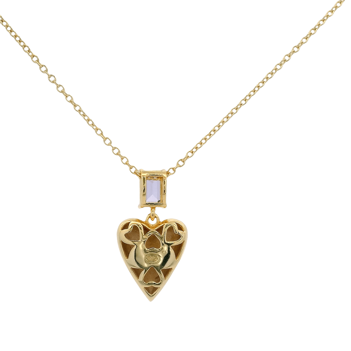 925YG BAGUETTE PURPLE WITH DOME HEART NECKLACE - C'SANTOS