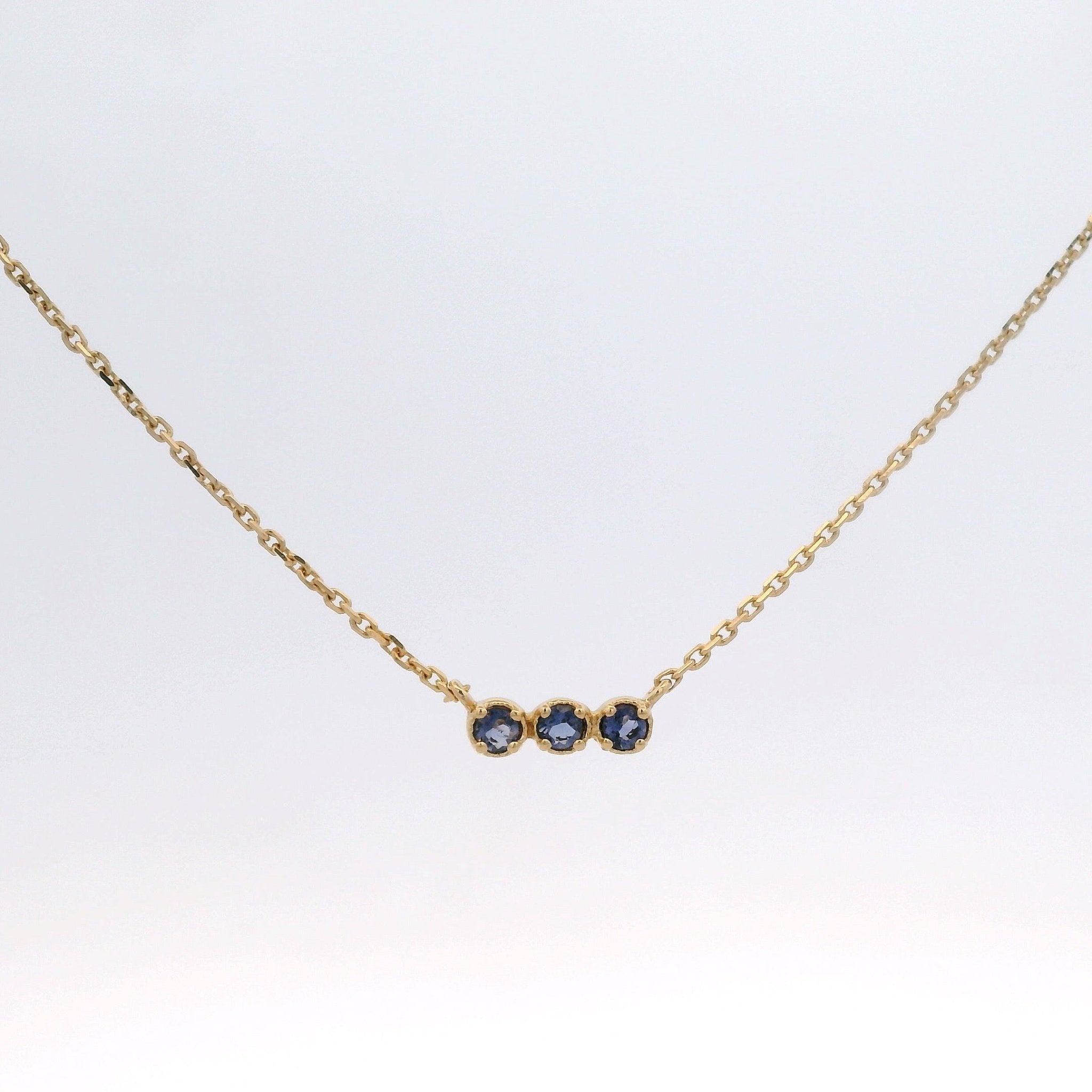 925YG BAR MINI 3 STONE IOLITE NECKLACE - C'SANTOS
