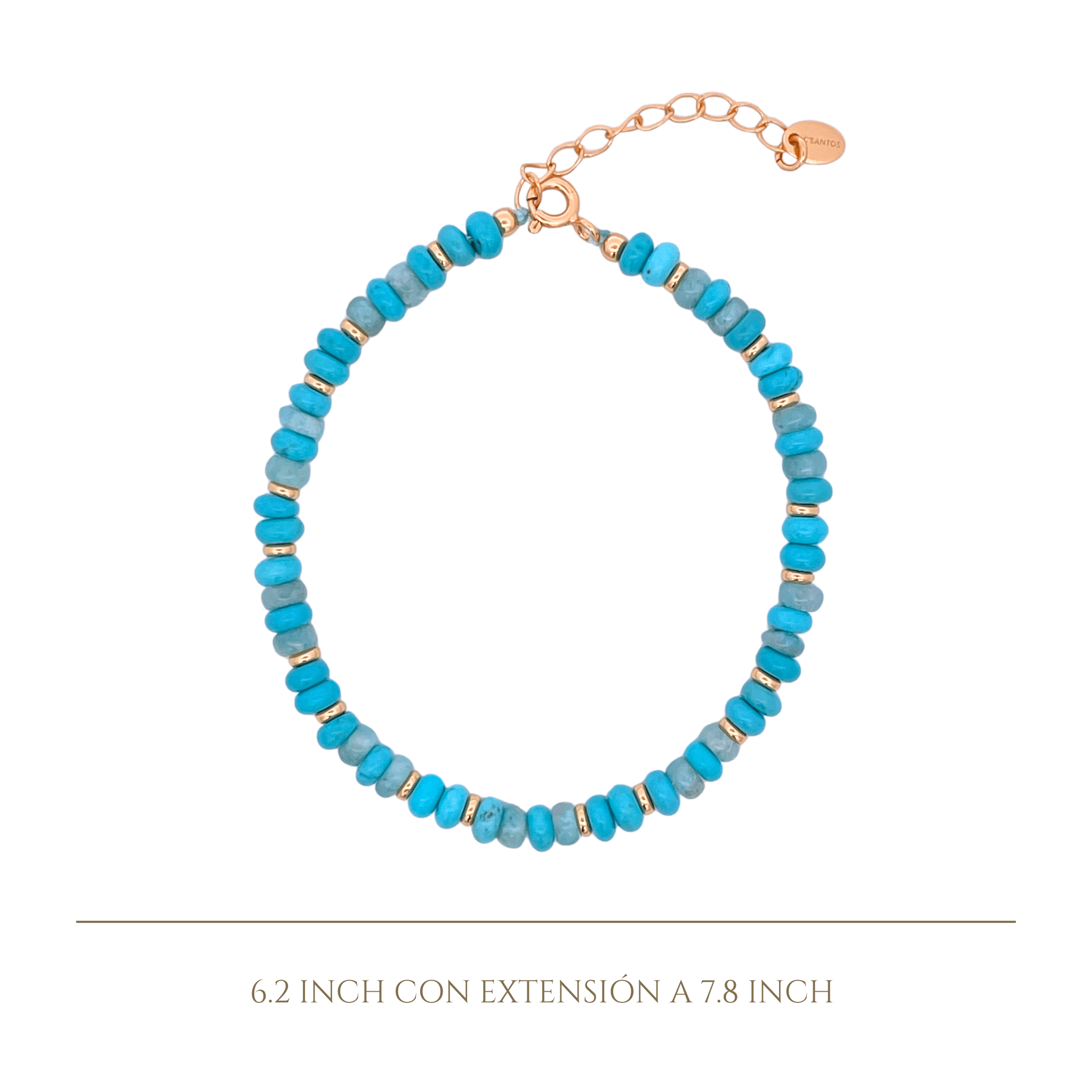 925YG BEANDS AND BALL GOLD BRACELET TURQUOISE - C'SANTOS