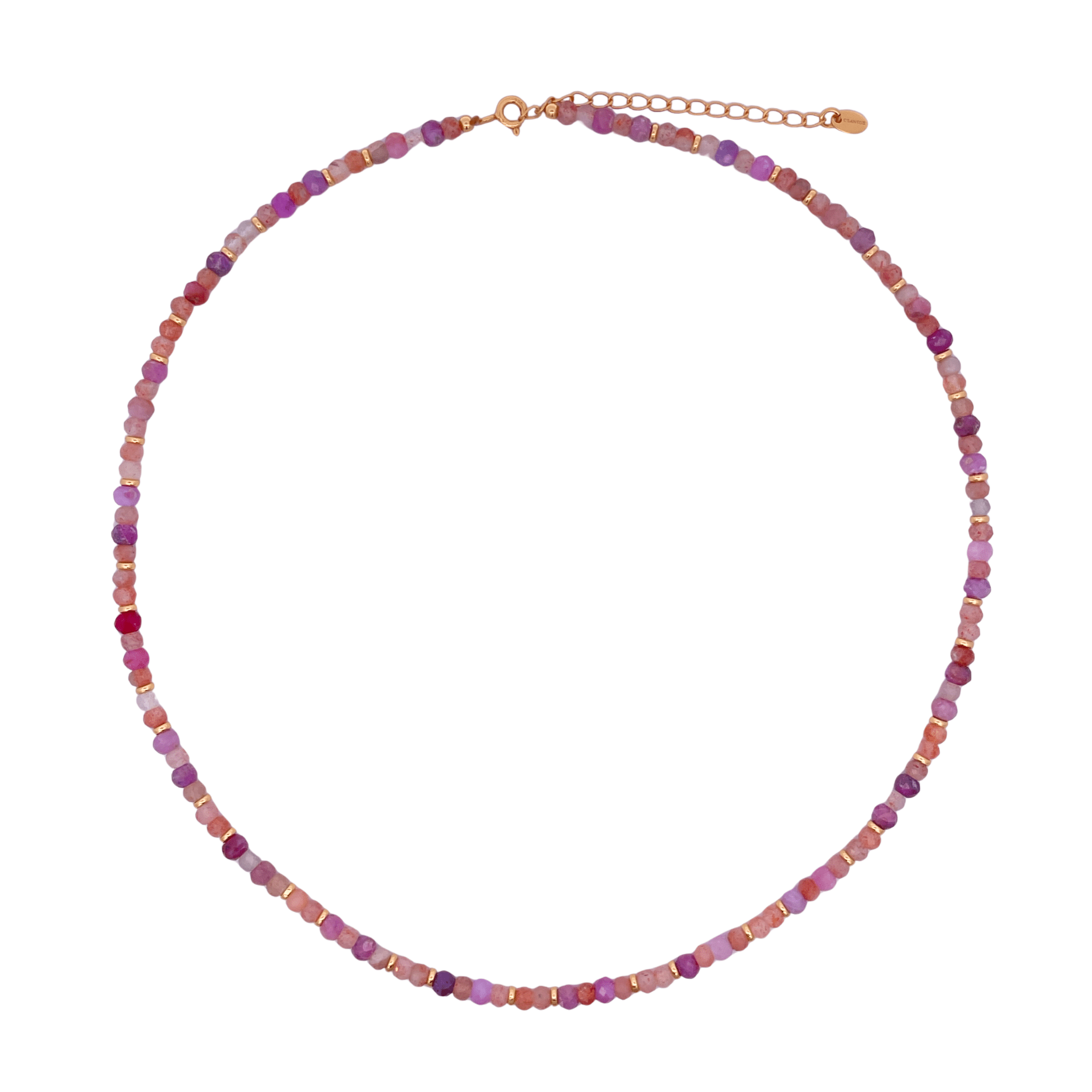 925YG BEANDS AND BALL GOLD NECKLACE TOURMALINE - C'SANTOS