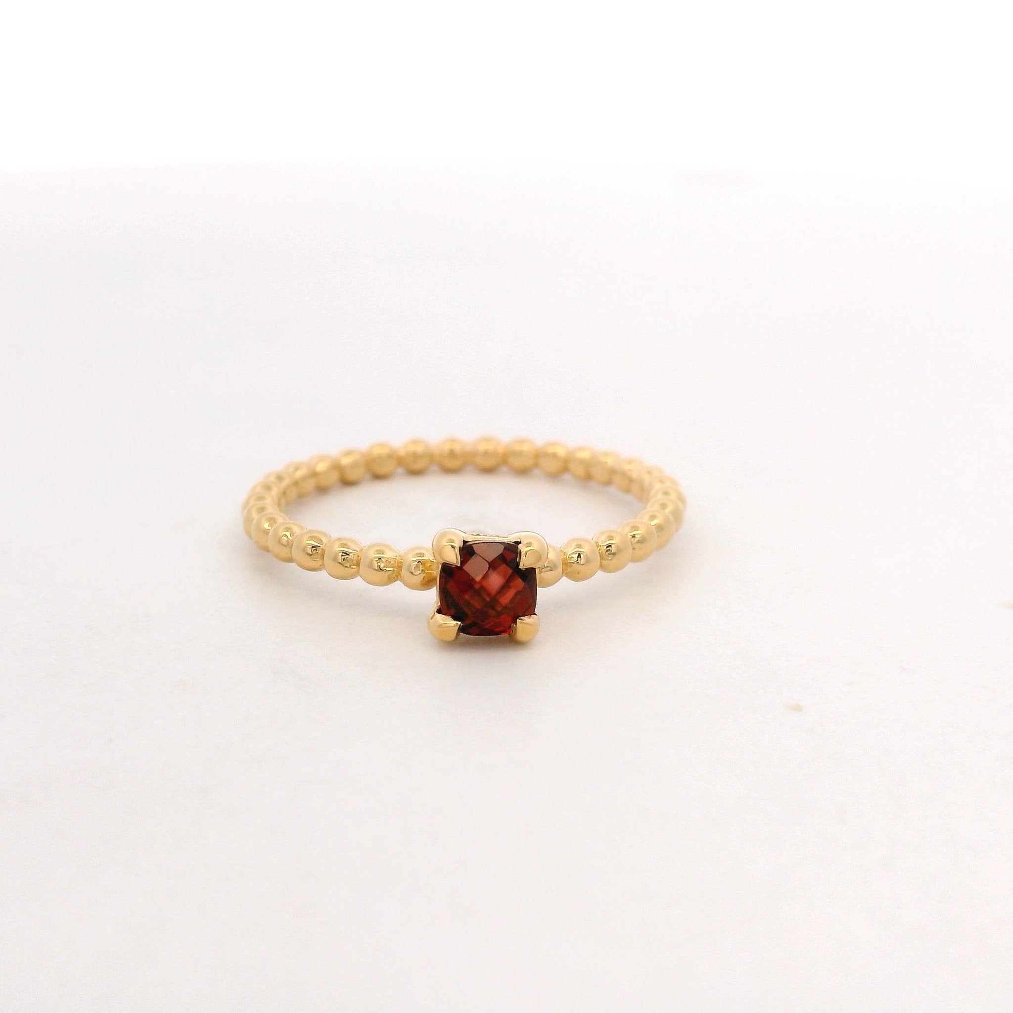 925YG BEANDS GARNET SOLITARY RING T6.5 - C'SANTOS
