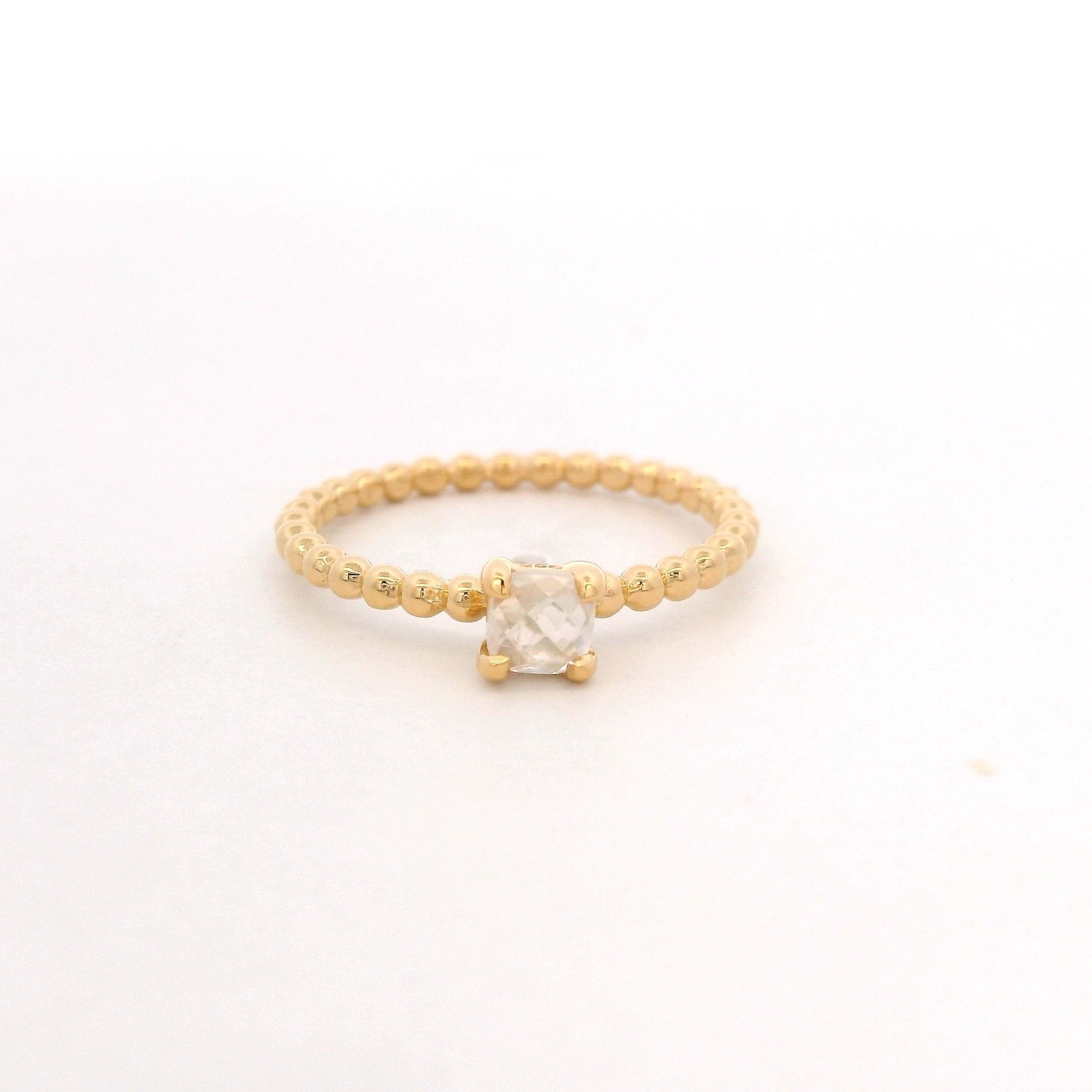 925YG BEANDS MOOSTONE SOLITARY RING T6.5 - C'SANTOS