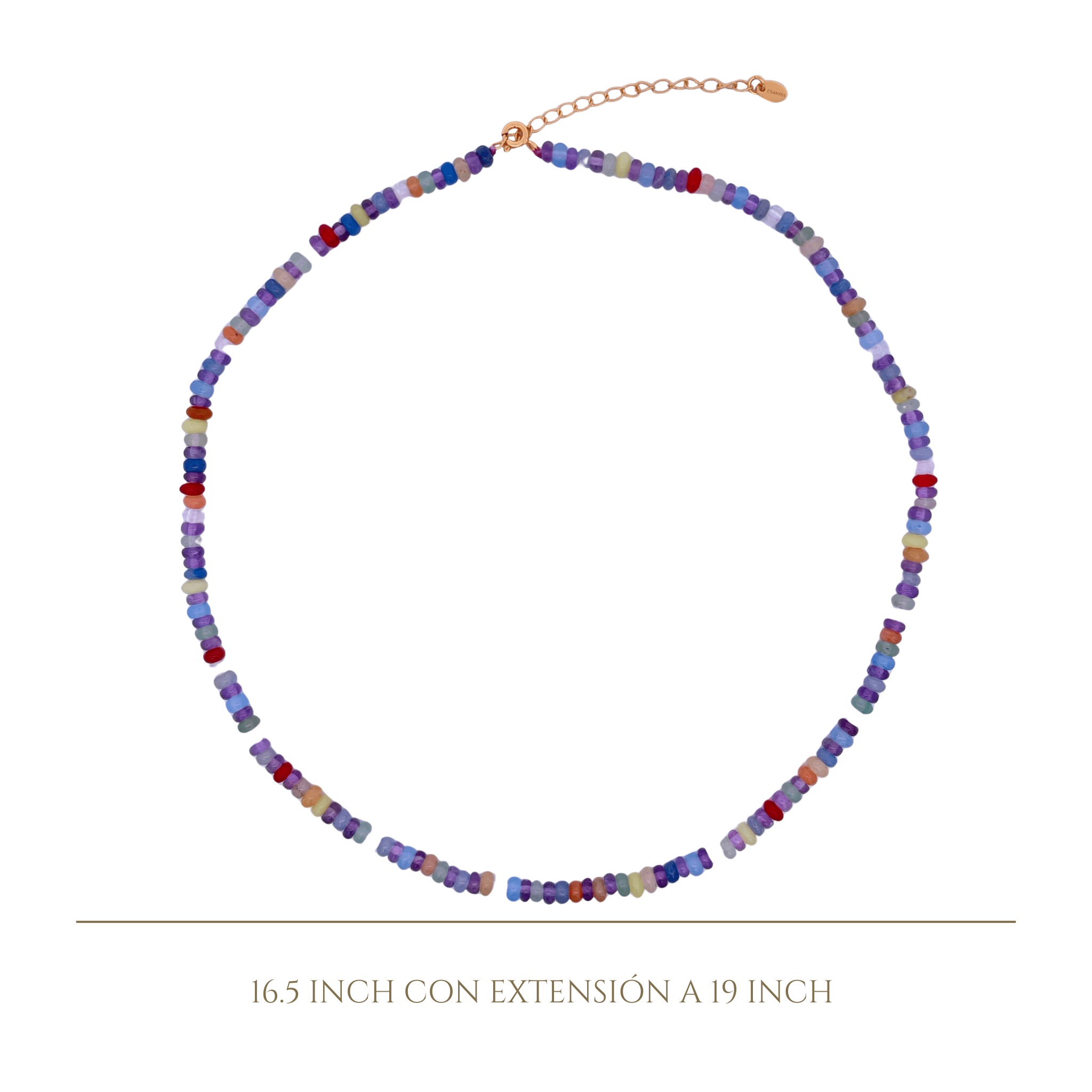 925YG BEANDS NECKLACE AMETHYST & QUARTZ MULCOLOR - C'SANTOS