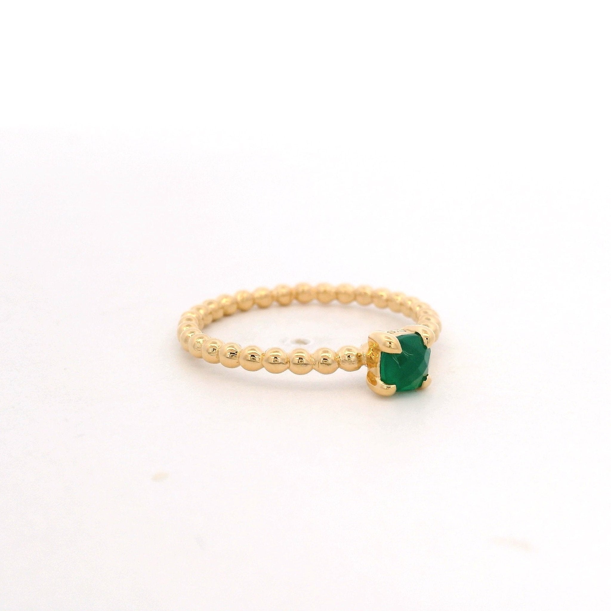 925YG BEANDS ONYX GREEN SOLITARY RING T6.5 - C'SANTOS