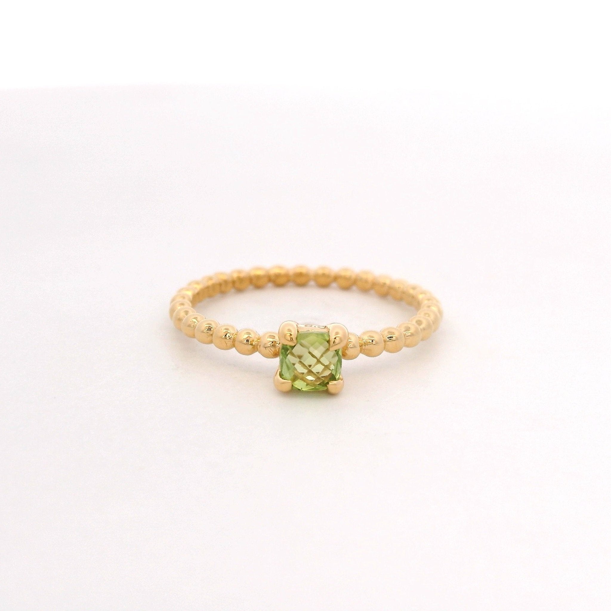 925YG BEANDS PERIDOT SOLITARY RING T6.5 - C'SANTOS