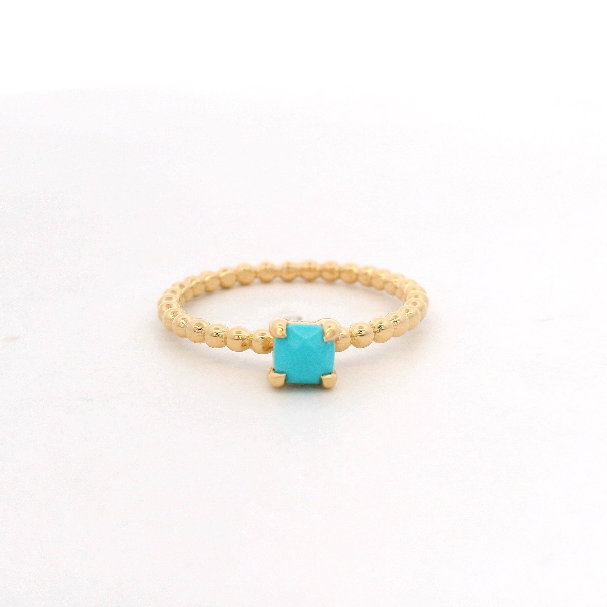 925YG BEANDS TURQUOISE SOLITARY RING T6.5 - C'SANTOS