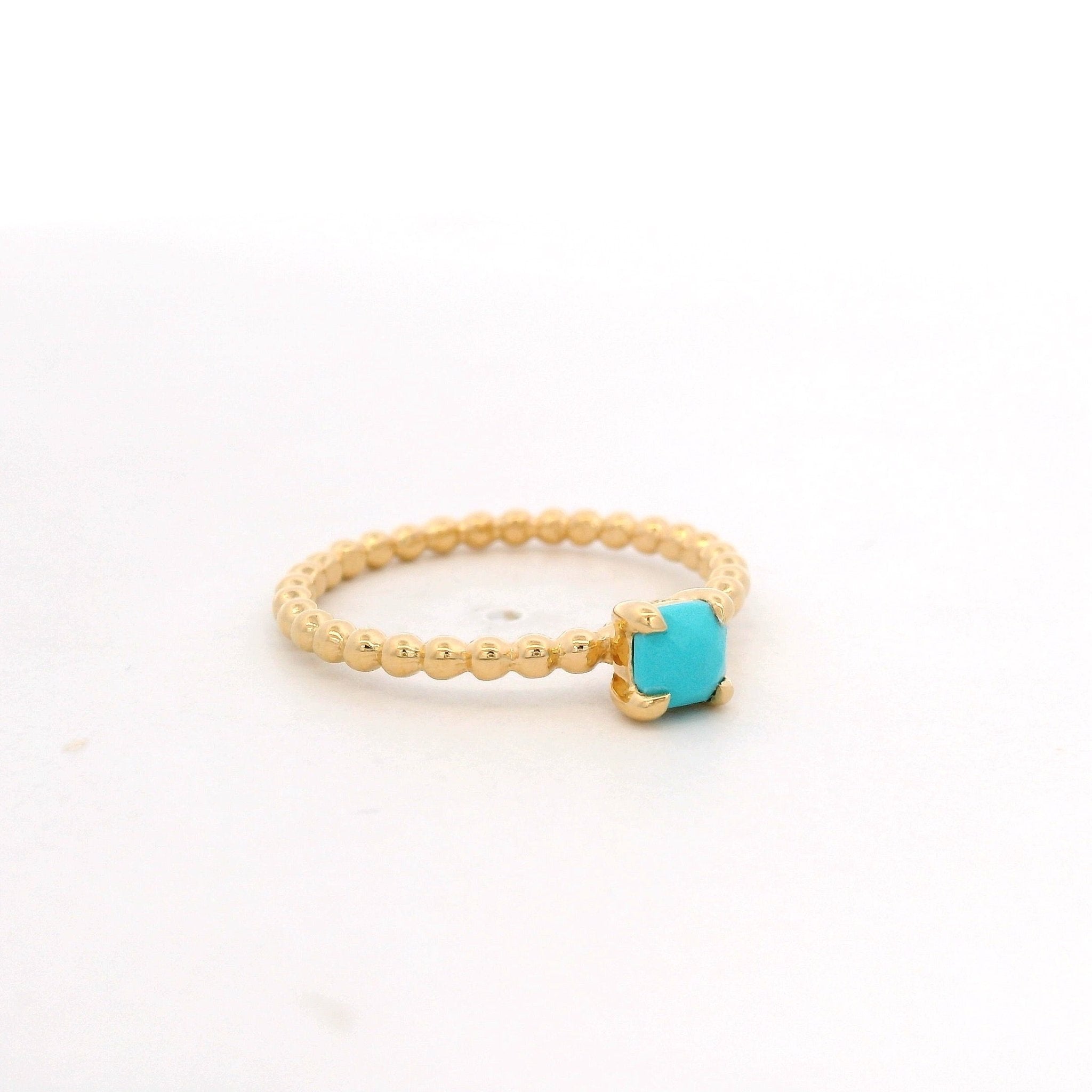 925YG BEANDS TURQUOISE SOLITARY RING T6.5 - C'SANTOS