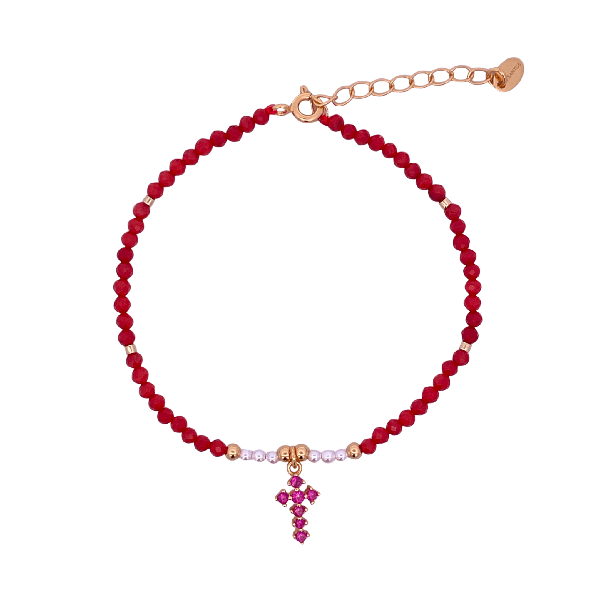 925YG BEANDS WITH BALL GOLD BRACELET CORAL - C'SANTOS