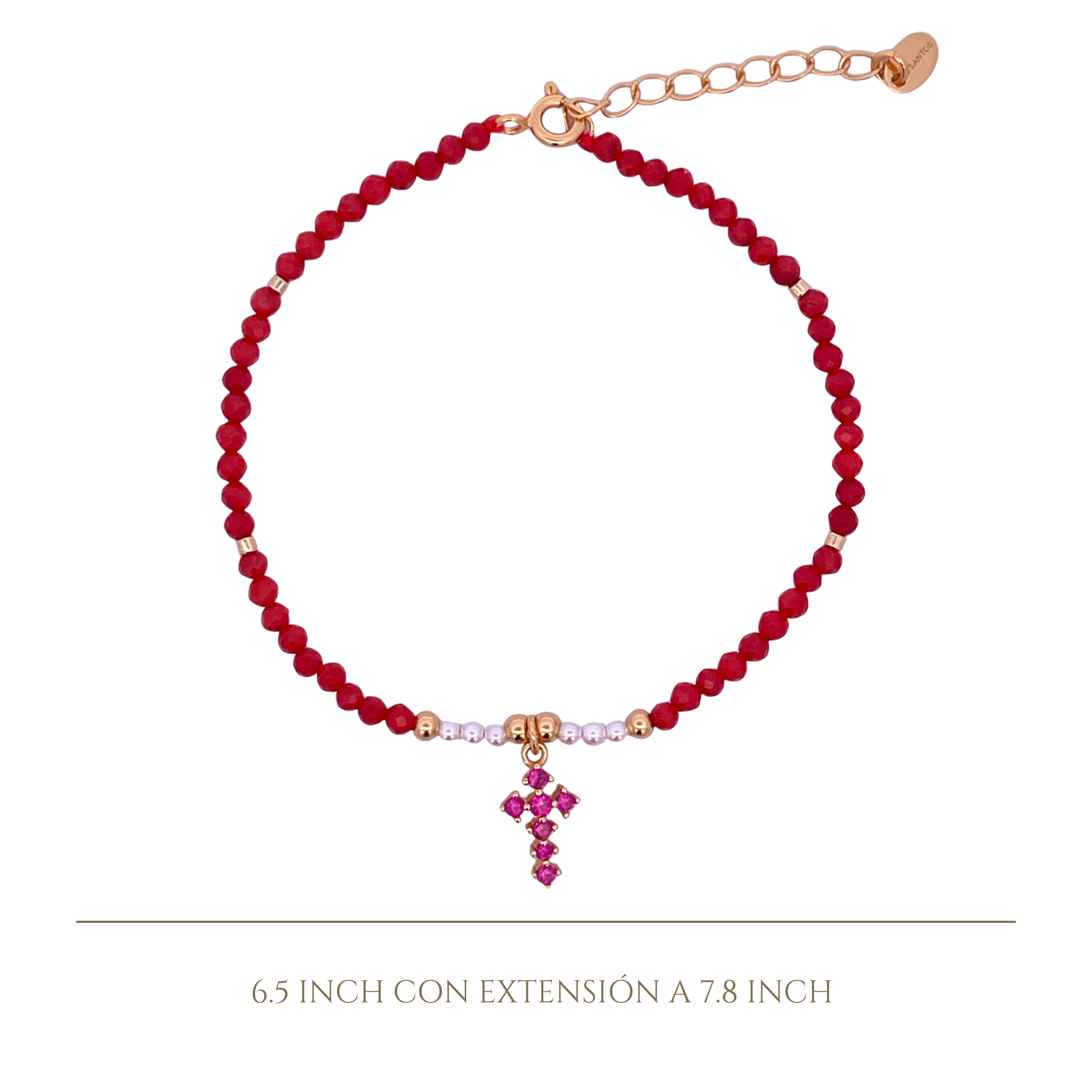 925YG BEANDS WITH BALL GOLD BRACELET CORAL - C'SANTOS