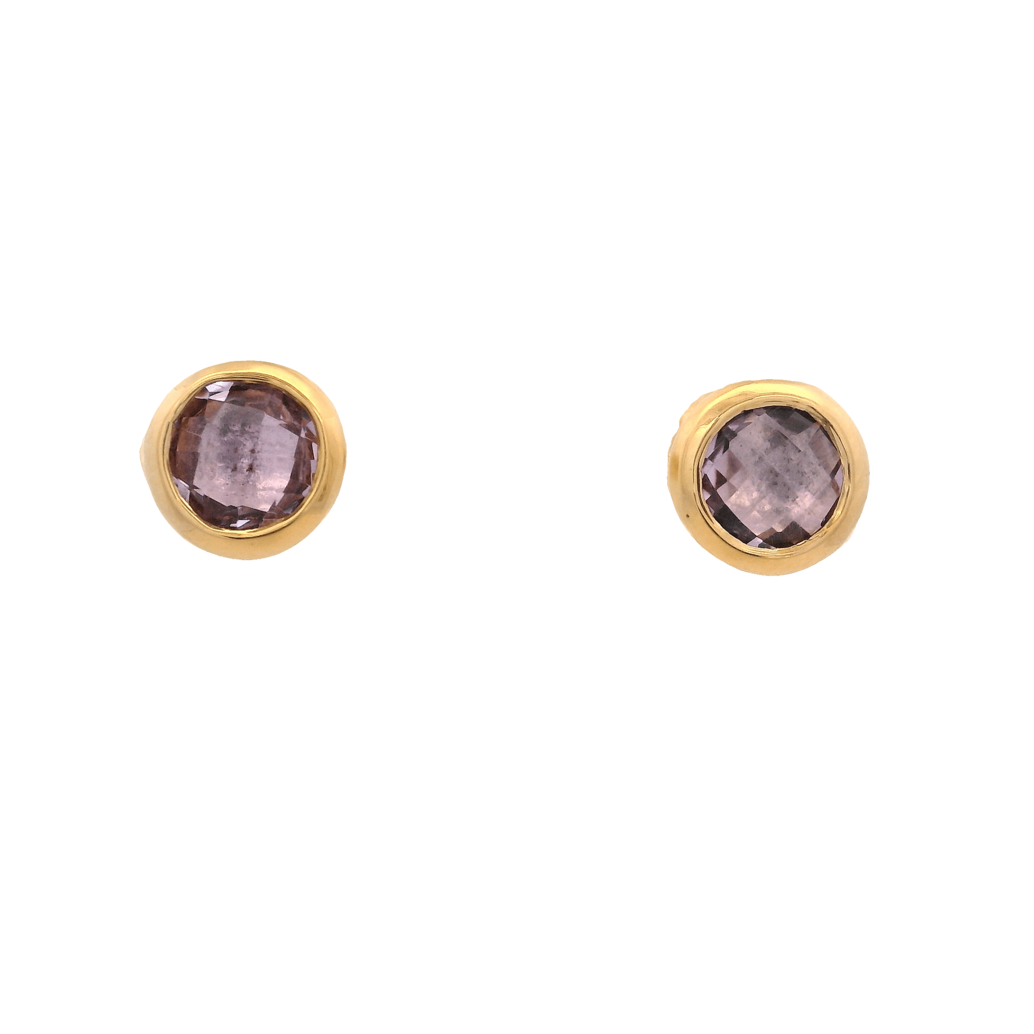 925YG BEZEL AMETHYST SOLITARY EARRINGS - C'SANTOS