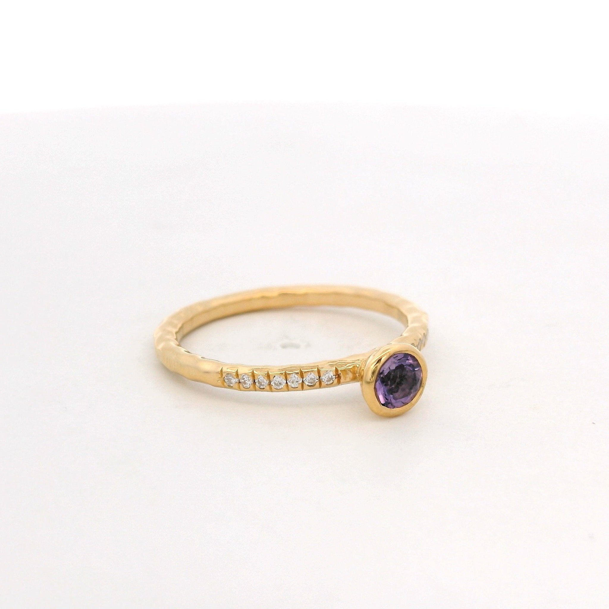 925YG BEZEL AMETHYST SOLITARY RING T6.5 - C'SANTOS