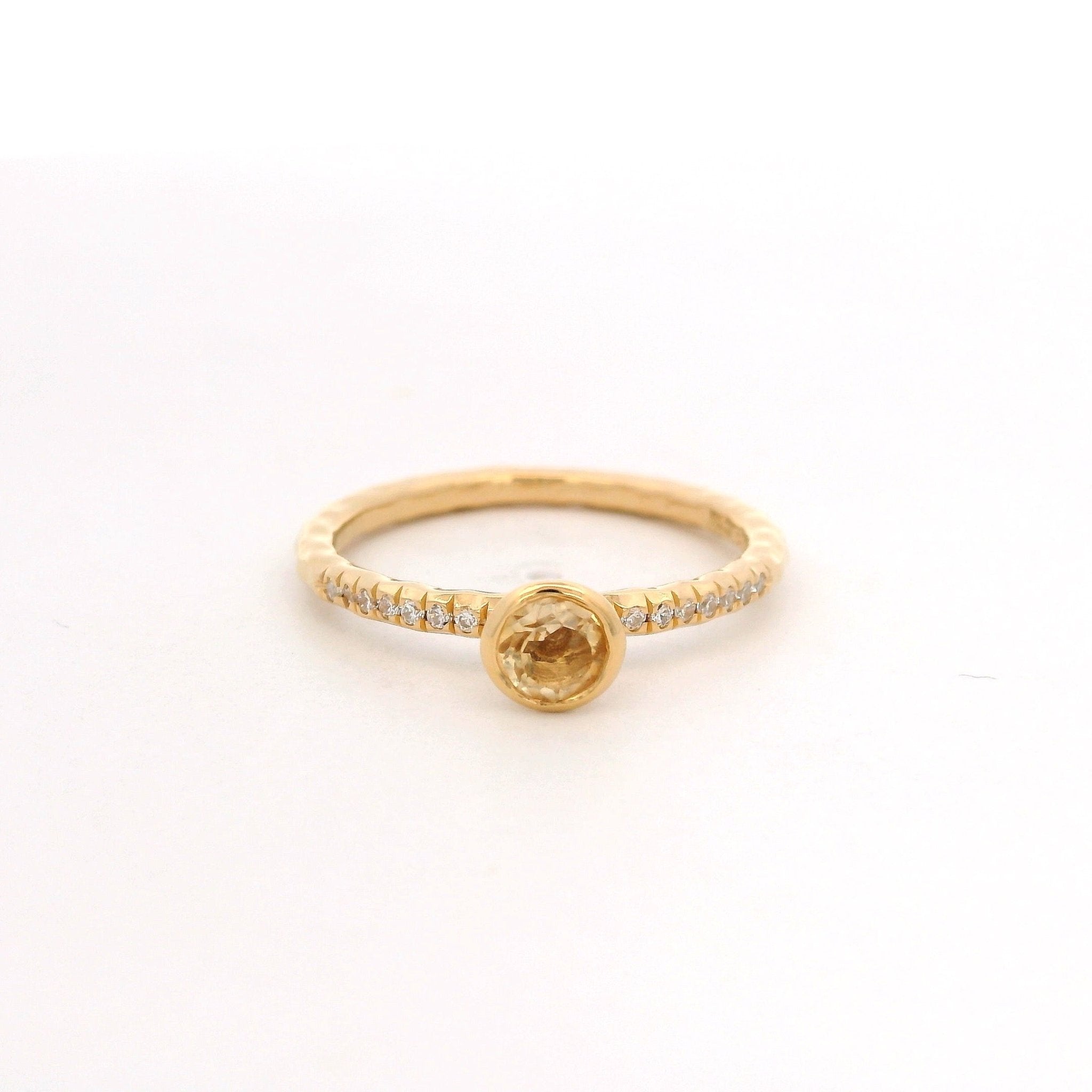925YG BEZEL CITRINE SOLITARY RING T6.5 - C'SANTOS