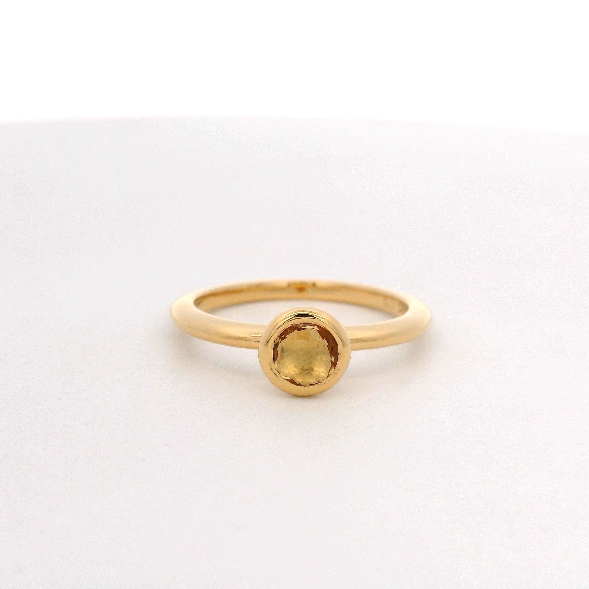 925YG BEZEL CITRINE SOLITARY RING T6.5 - C'SANTOS