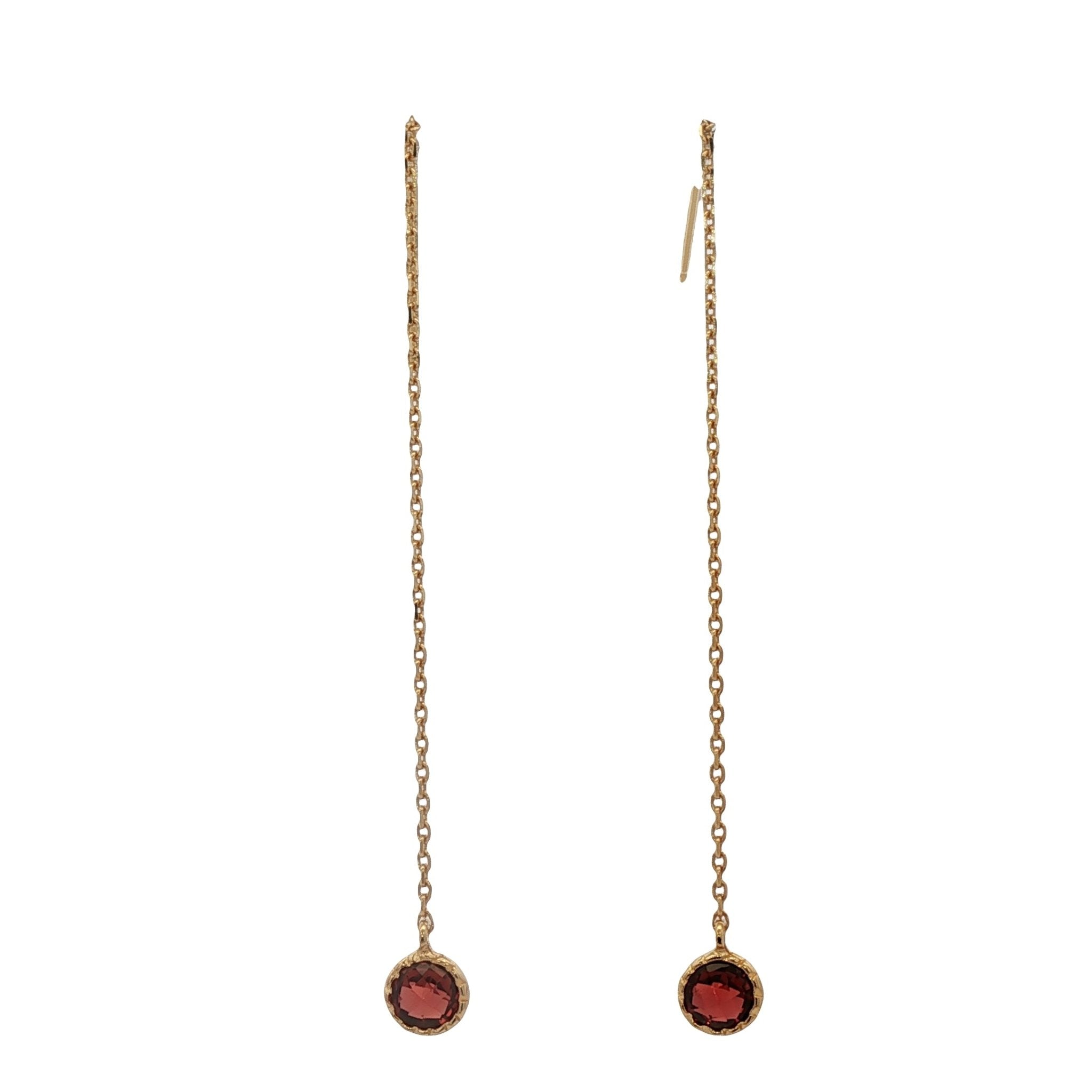 925YG BEZEL GARNET SOLITARY EARRINGS - C'SANTOS