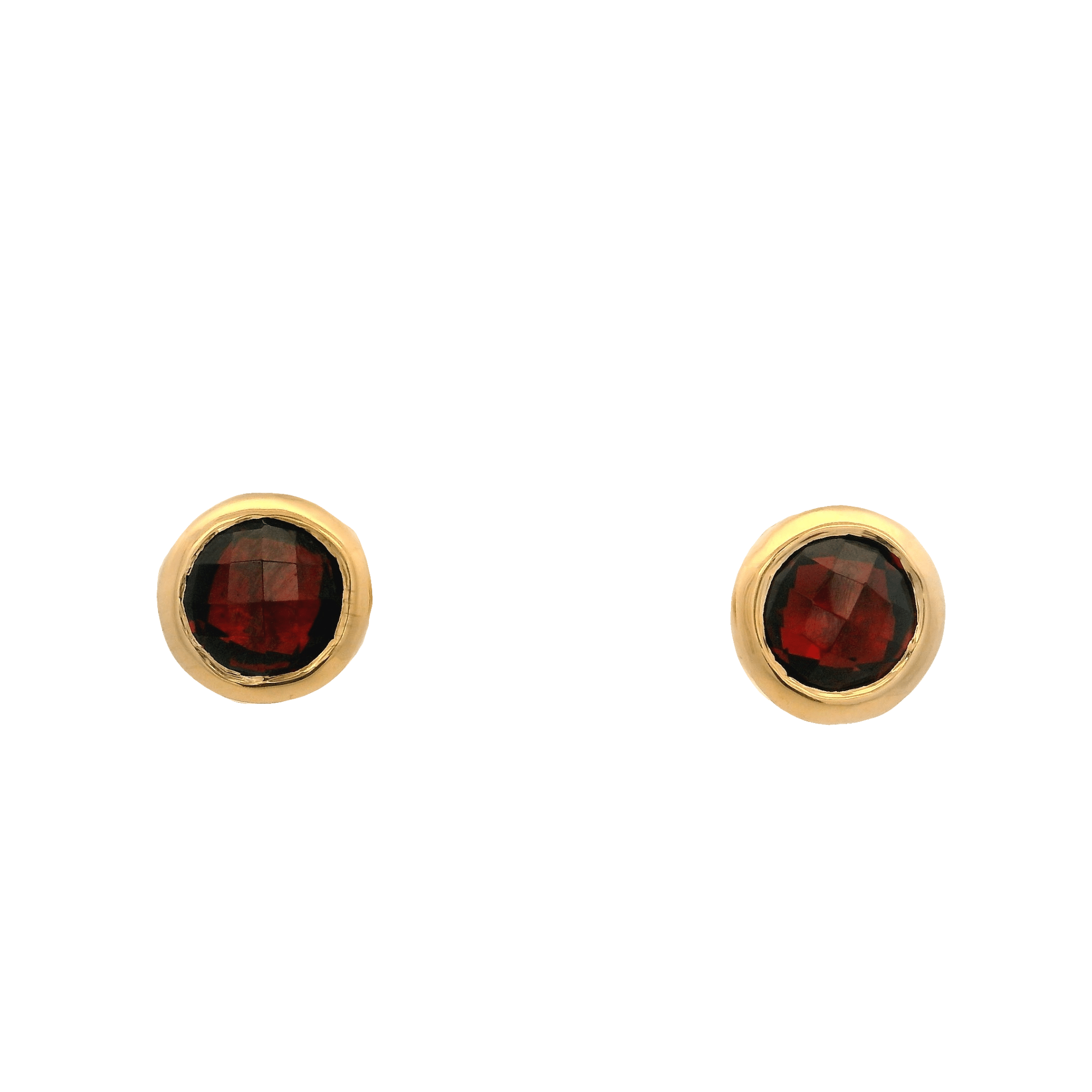 925YG BEZEL GARNET SOLITARY EARRINGS - C'SANTOS