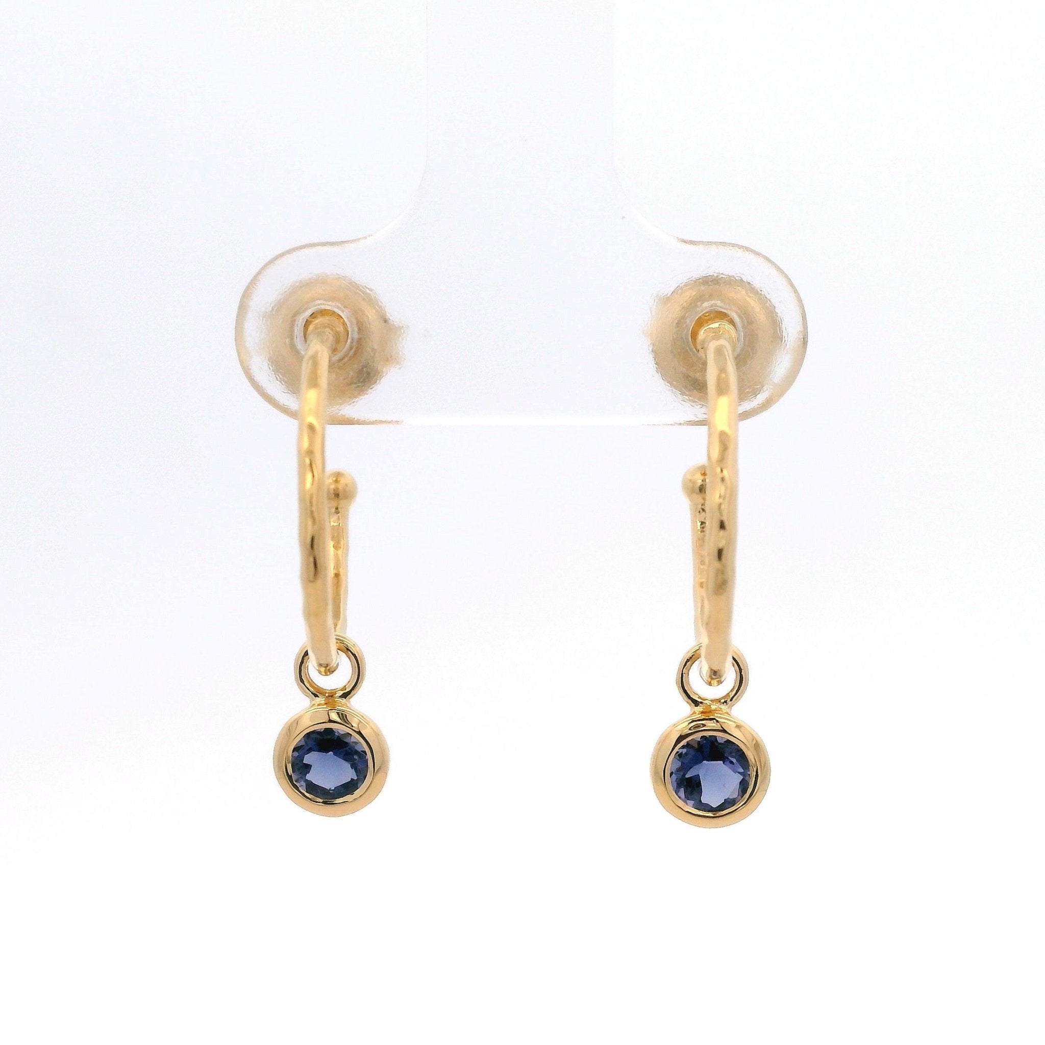 925YG BEZEL IOLITE SOLITARY HUGGIES - C'SANTOS