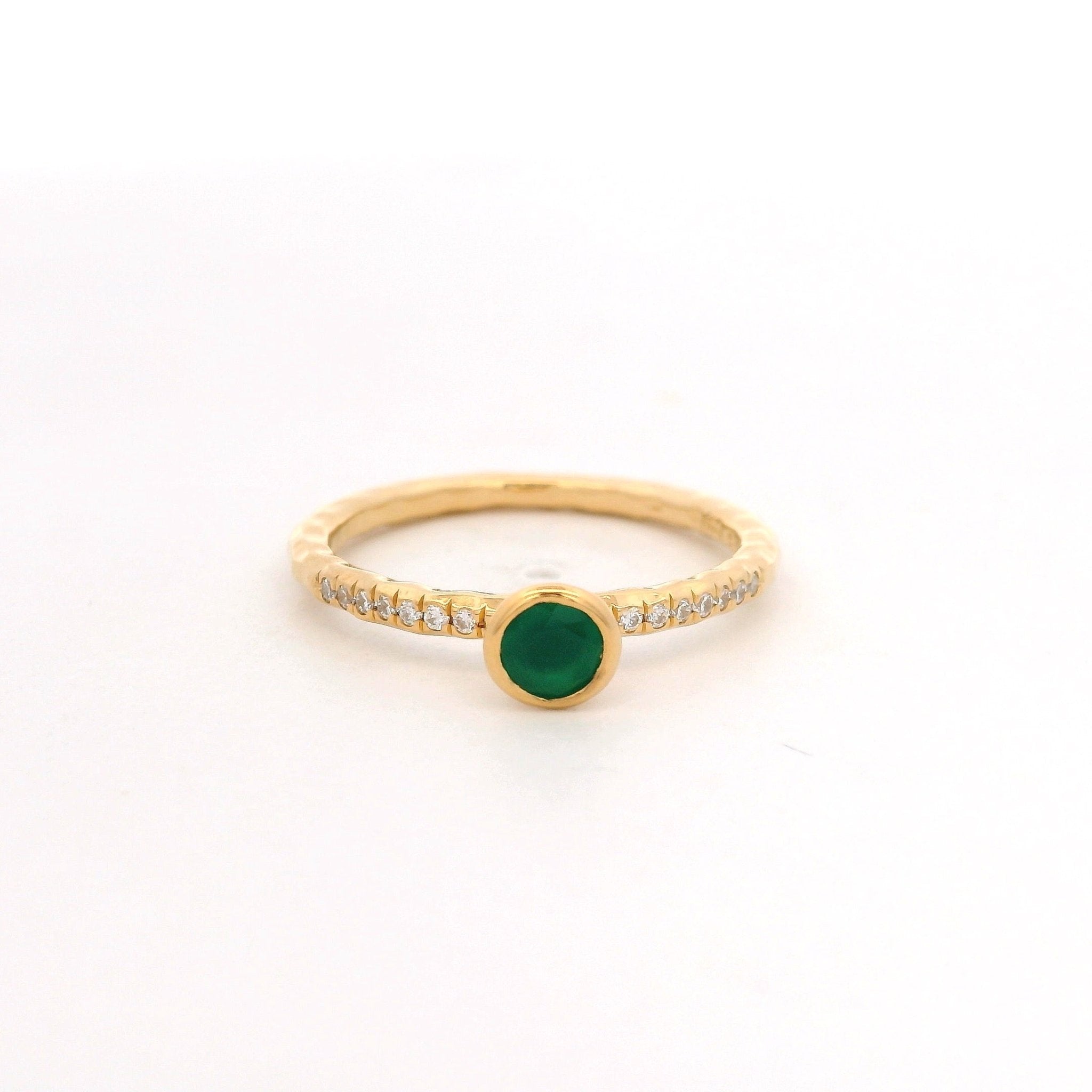 925YG BEZEL ONYX GREEN SOLITARY RING T6.5 - C'SANTOS