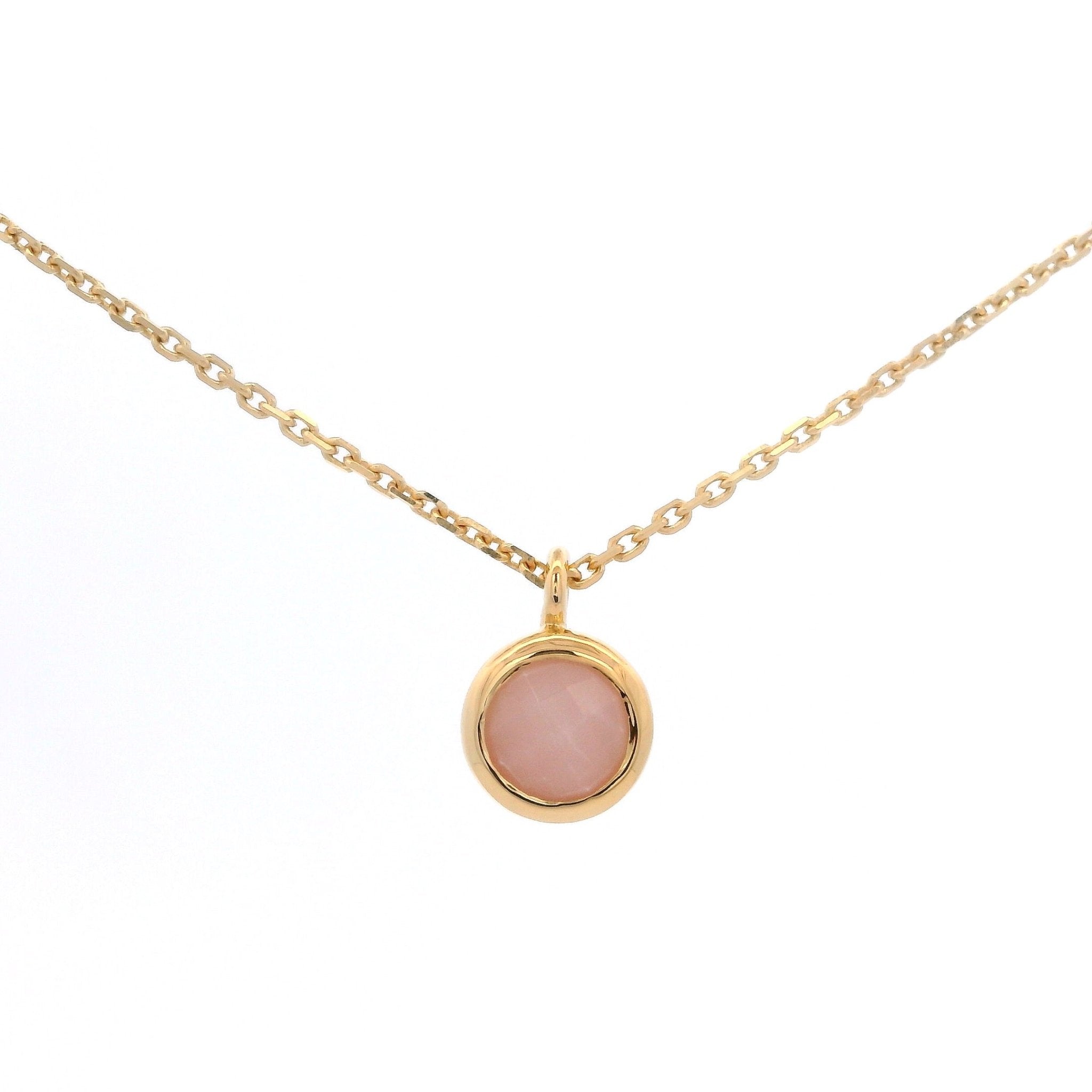 925YG BEZEL OPAL PINK SOLITARY NECKLACE - C'SANTOS
