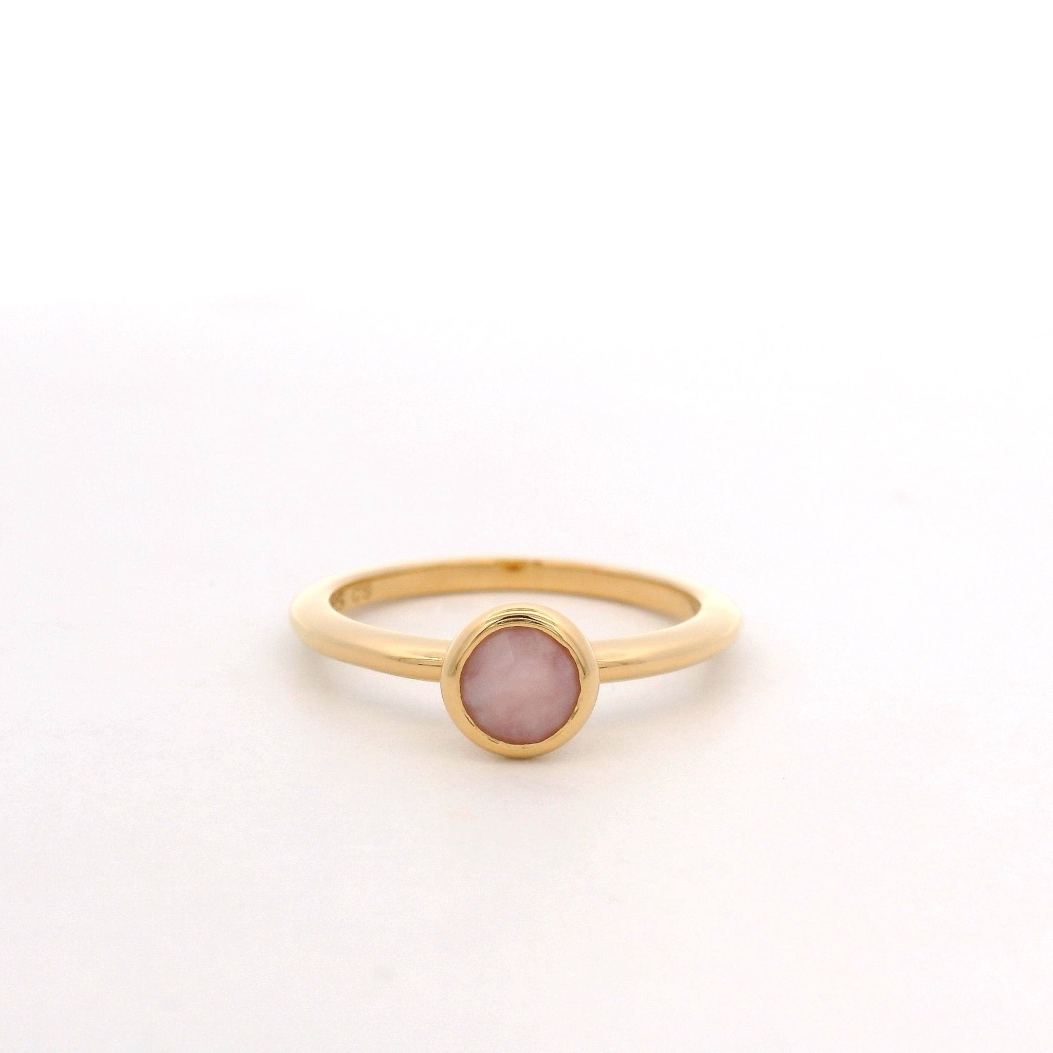 925YG BEZEL OPAL PINK SOLITARY RING T6.5 - C'SANTOS