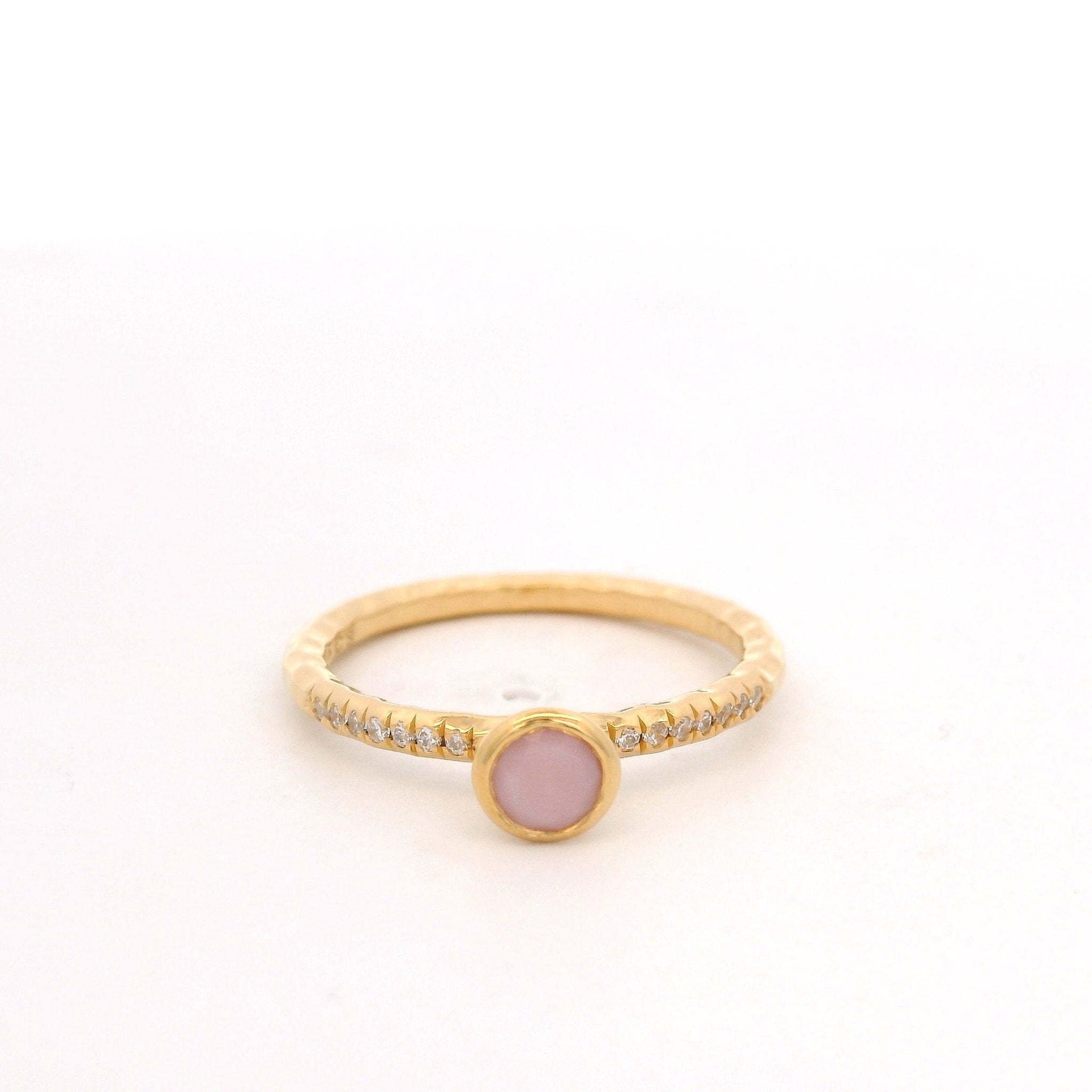 925YG BEZEL OPAL PINK SOLITARY RING T6.5 - C'SANTOS