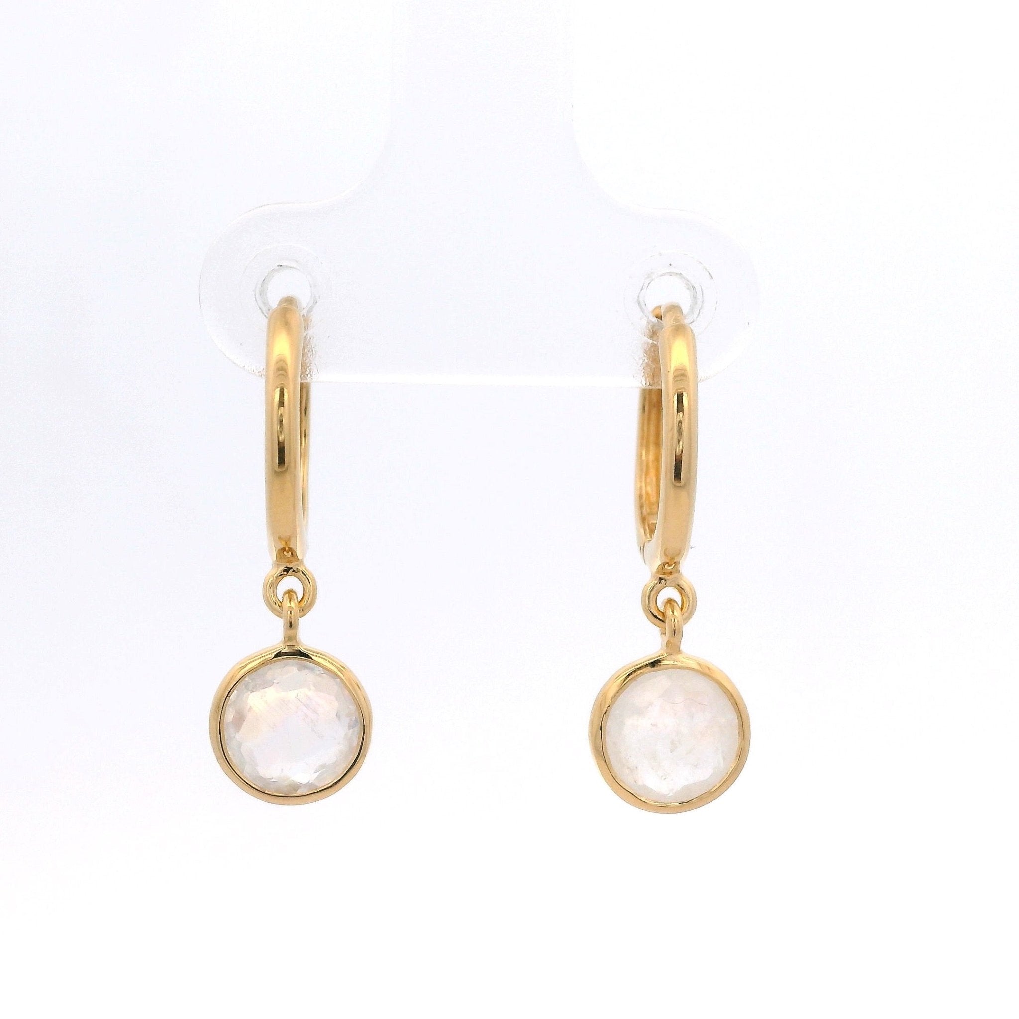 925YG BEZEL PENDANT MOOSTONE HUGGIES - C'SANTOS