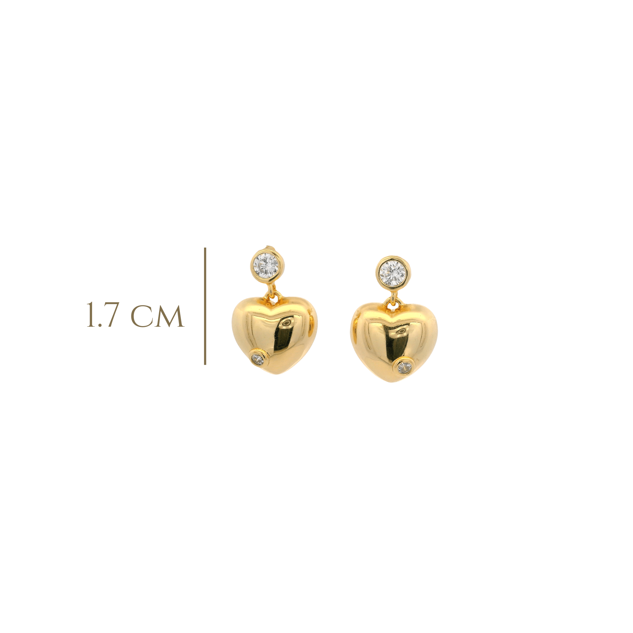 925YG BEZEL WITH HEART SMOOTH EARRINGS - C'SANTOS