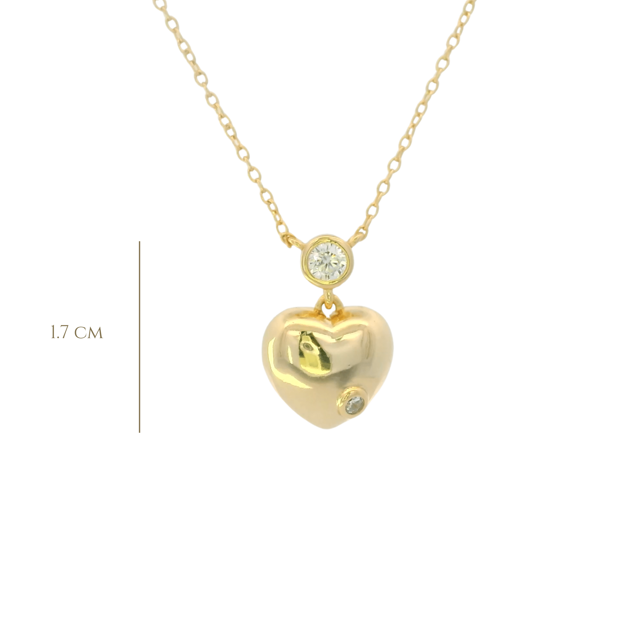925YG BEZEL WITH HEART SMOOTH NECKLACE - C'SANTOS