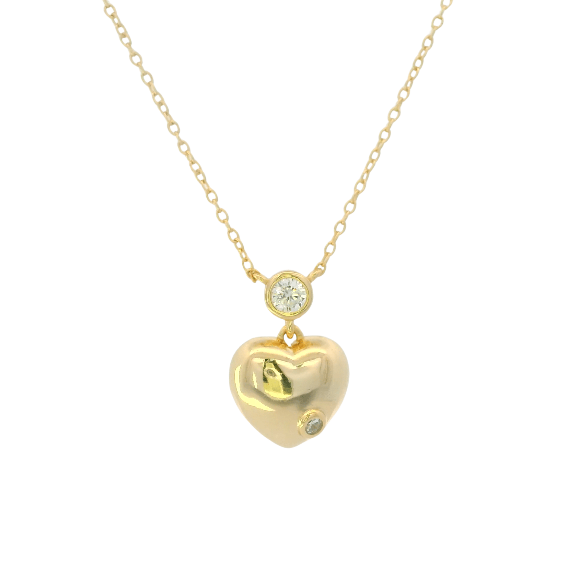 925YG BEZEL WITH HEART SMOOTH NECKLACE - C'SANTOS