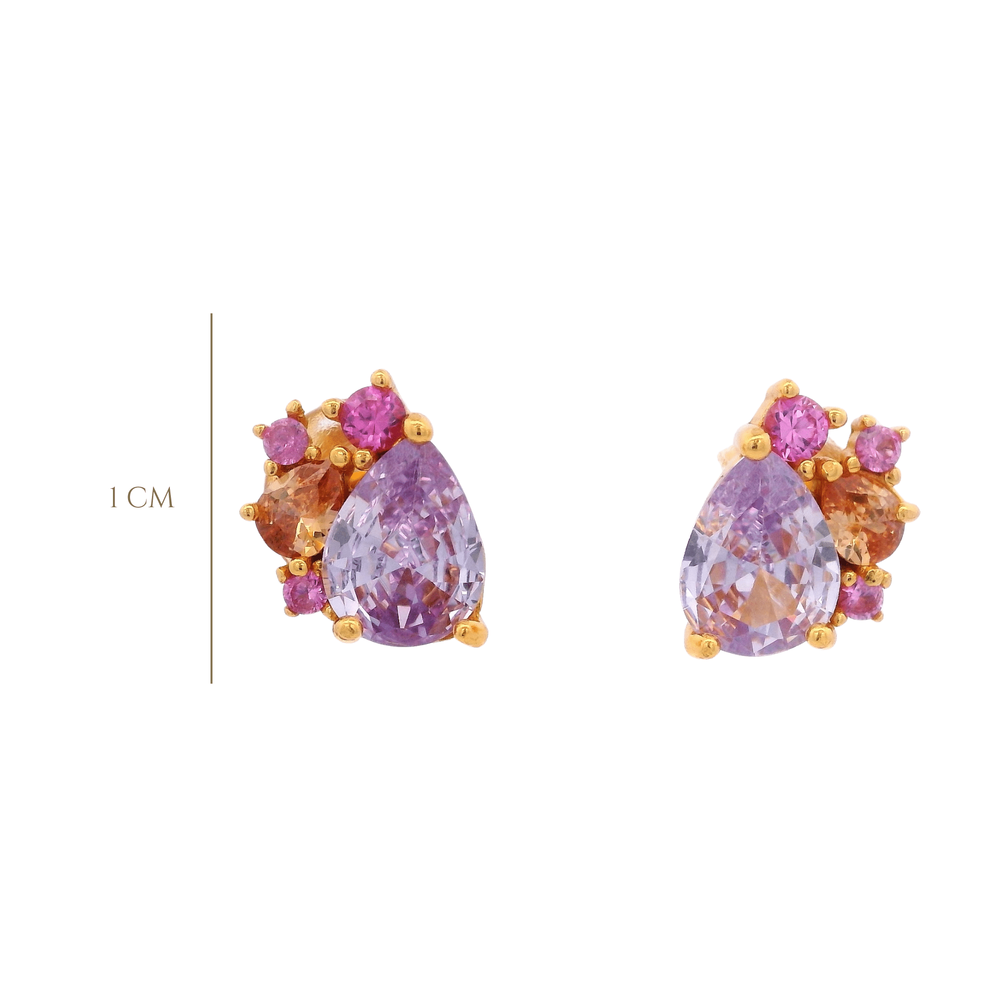925YG BRIOLETTE AND CLUSTER EARRINGS CZ MULTICOLOR - C'SANTOS