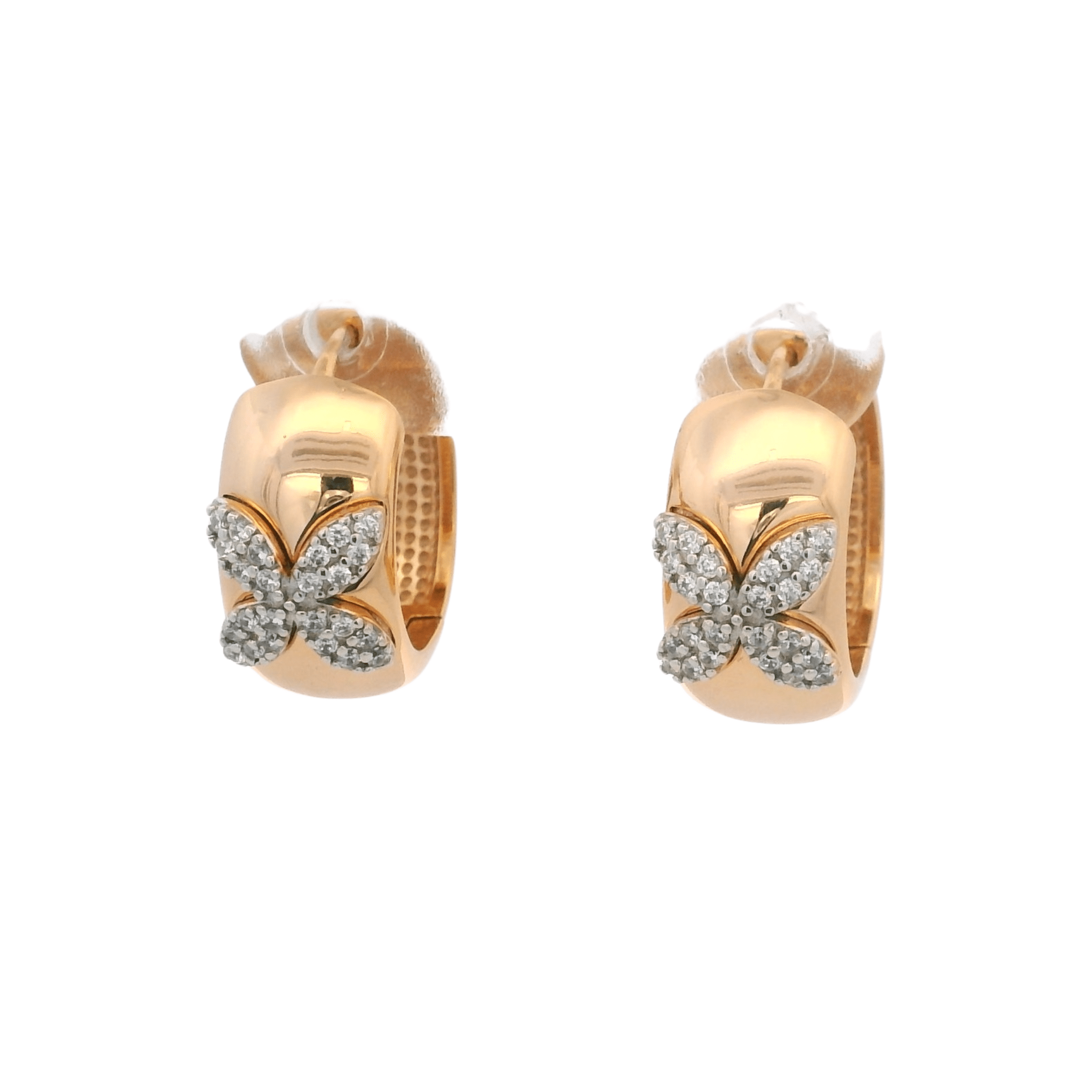 925YG CENTER FLOWER PAVE HUGGIES - C'SANTOS