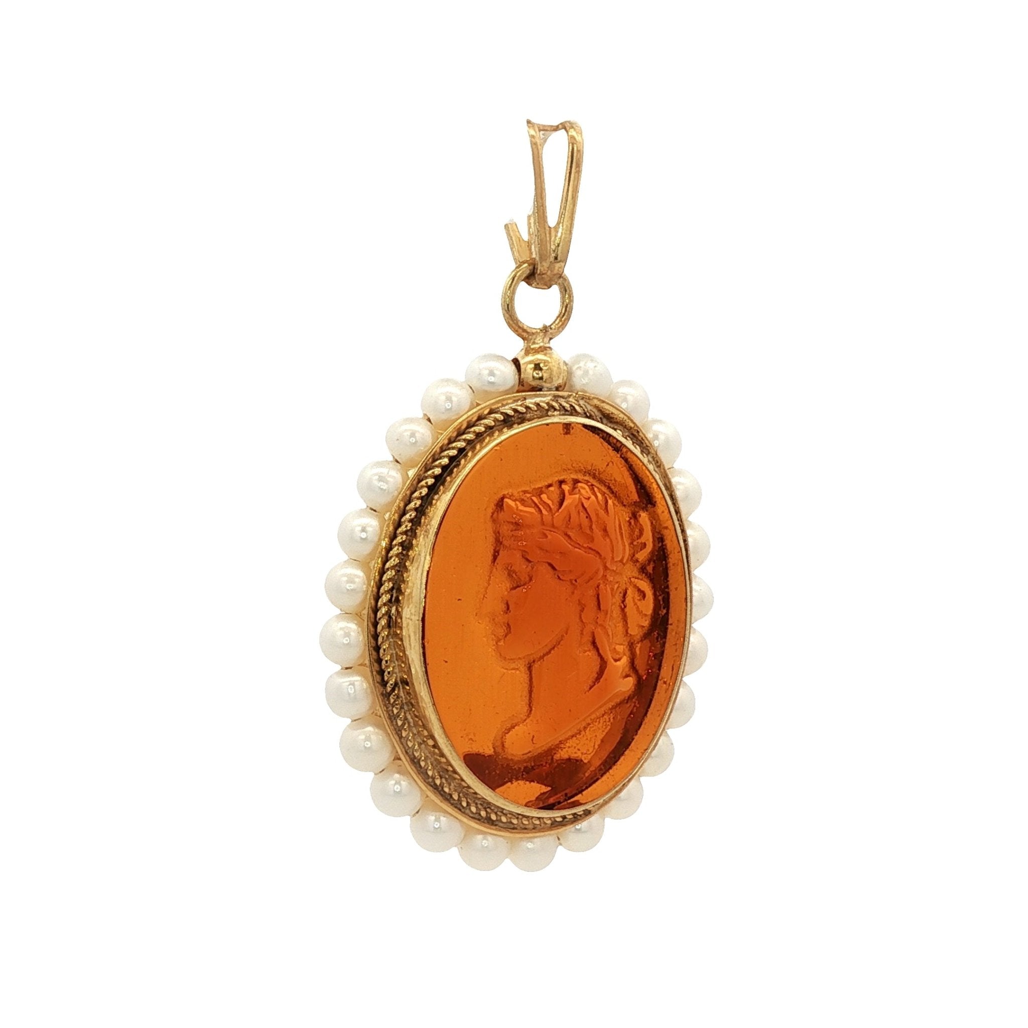 925YG CERES AMBAR AROUND PEARL PENDANT - C'SANTOS