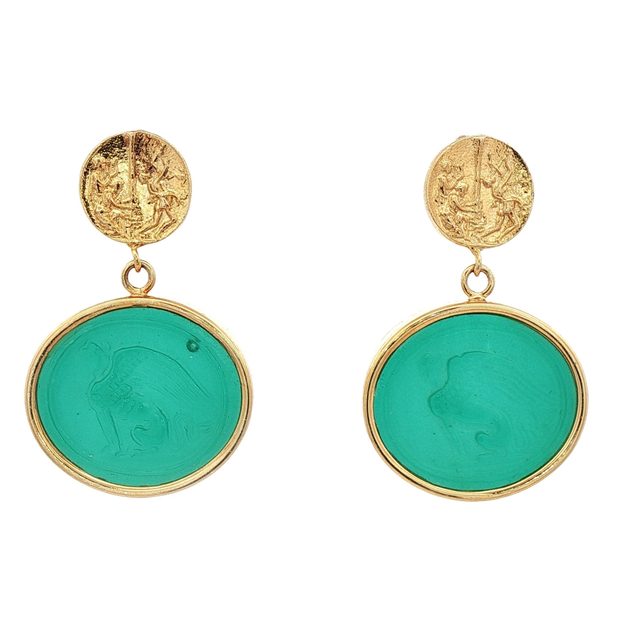 925YG CHIMERA GREEN EARRINGS - C'SANTOS