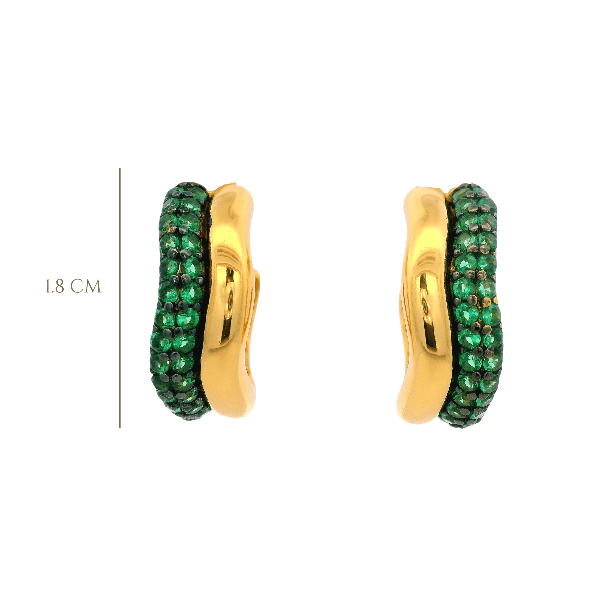 925YG CHUNKY DOUBLE LINE HOOPS GREEN CZ - C'SANTOS
