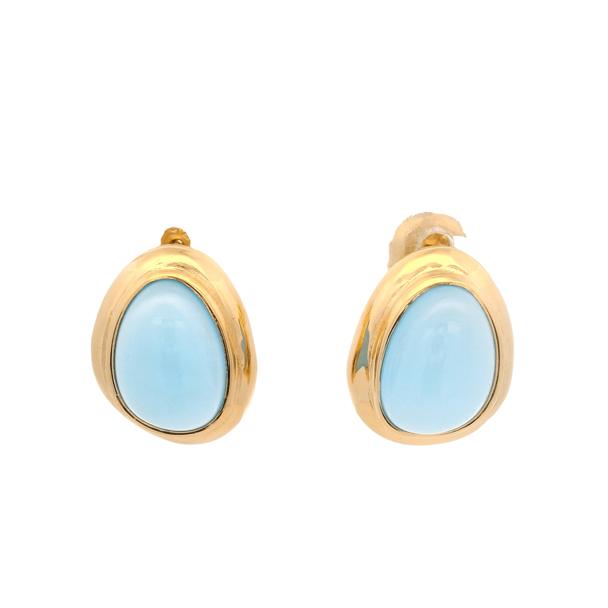 925YG CHUNKY DROP CHALCEDONY BLUE EARRINGS - C'SANTOS