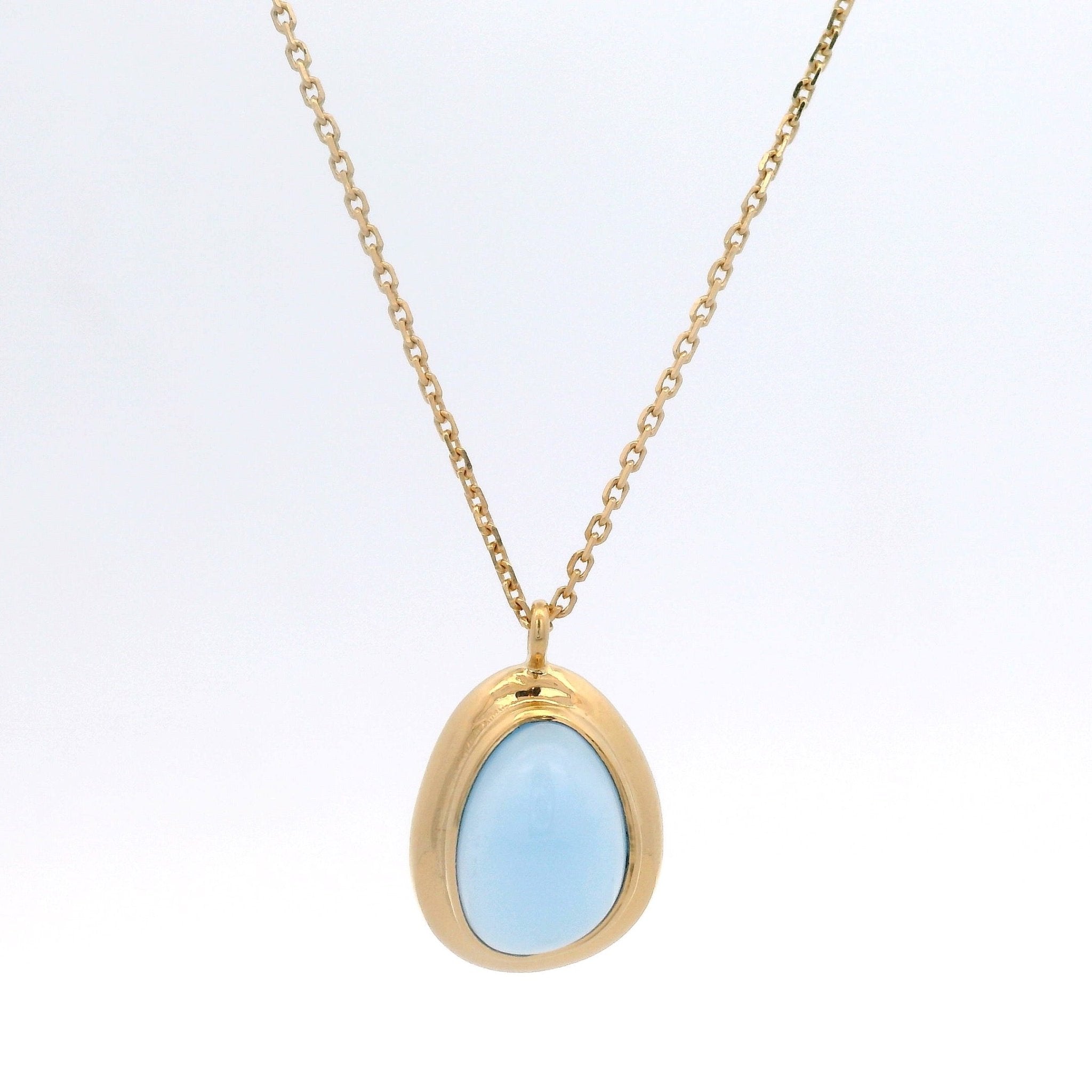925YG CHUNKY DROP CHALCEDONY BLUE NECKLACE - C'SANTOS