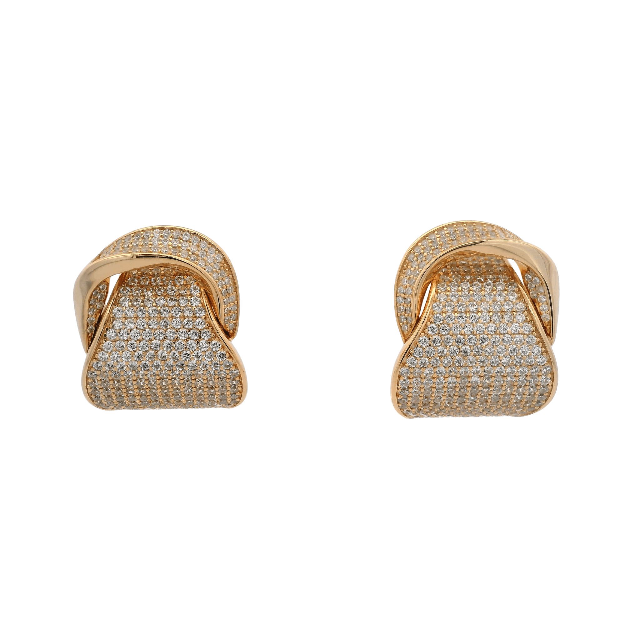 925YG CIRCLE DOME INTERTWINED EARRINGS - C'SANTOS