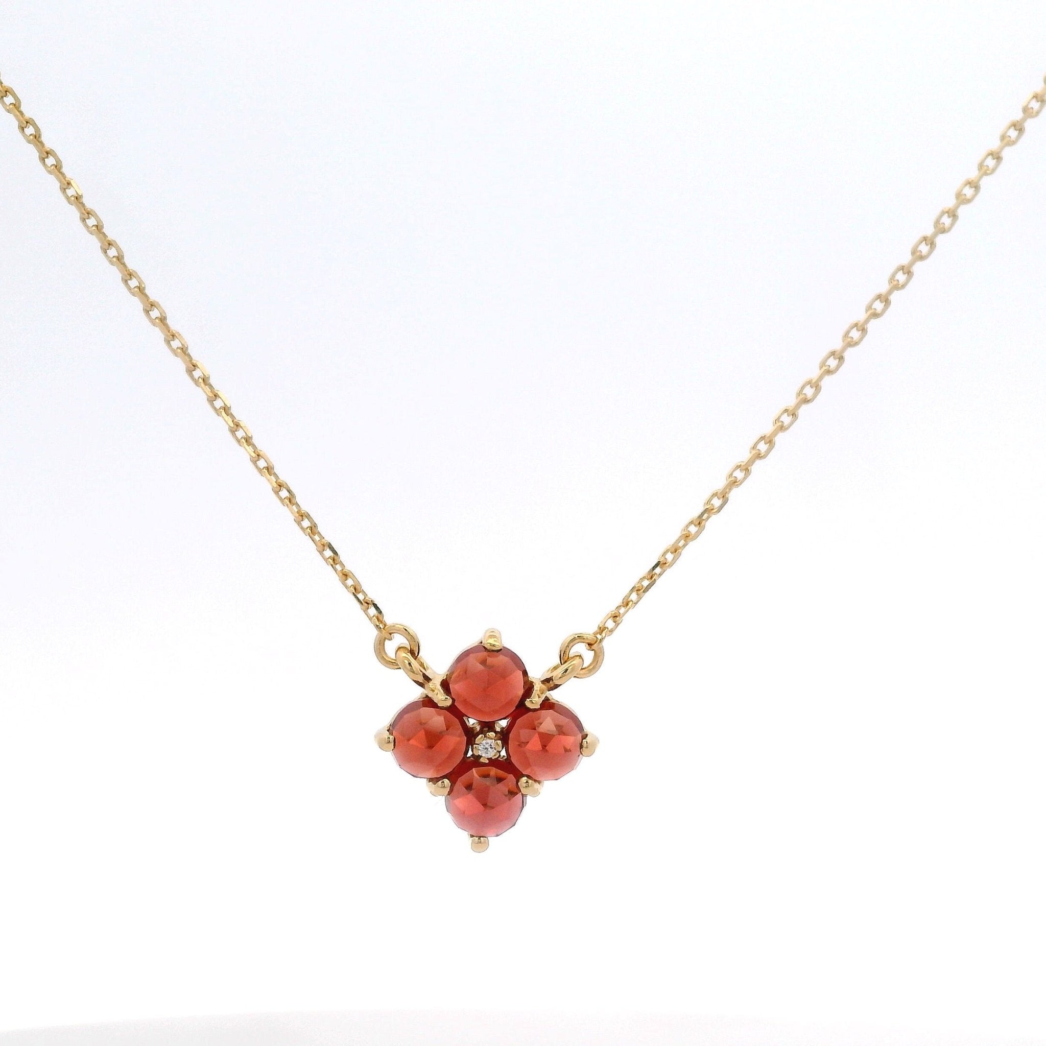 925YG CLOVER GANERT CENTER CZ NECKLACE - C'SANTOS
