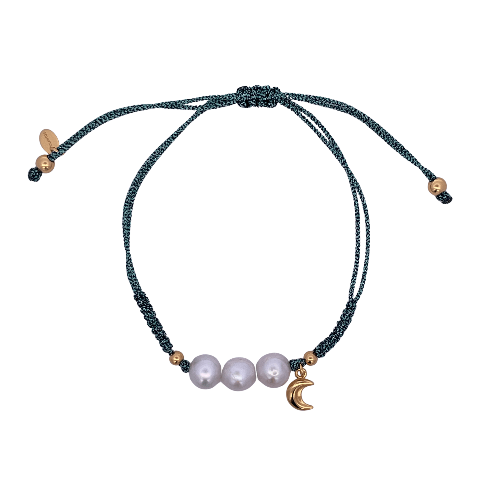 925YG CORD AND TRIPLE PEARL BRACELET PEARL - C'SANTOS