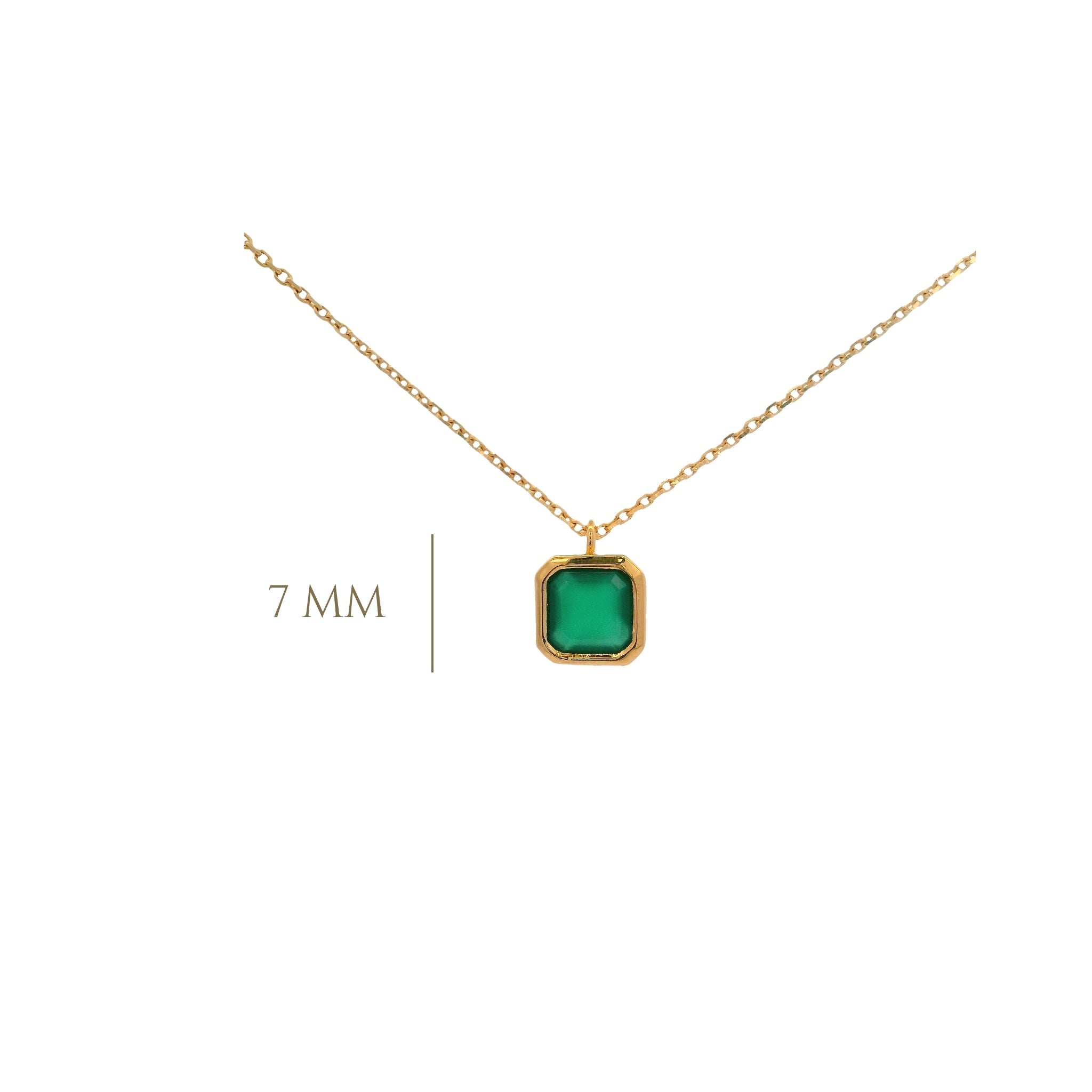 925YG CUSHION BEZEL ONYX GREEN NECKLACE - C'SANTOS